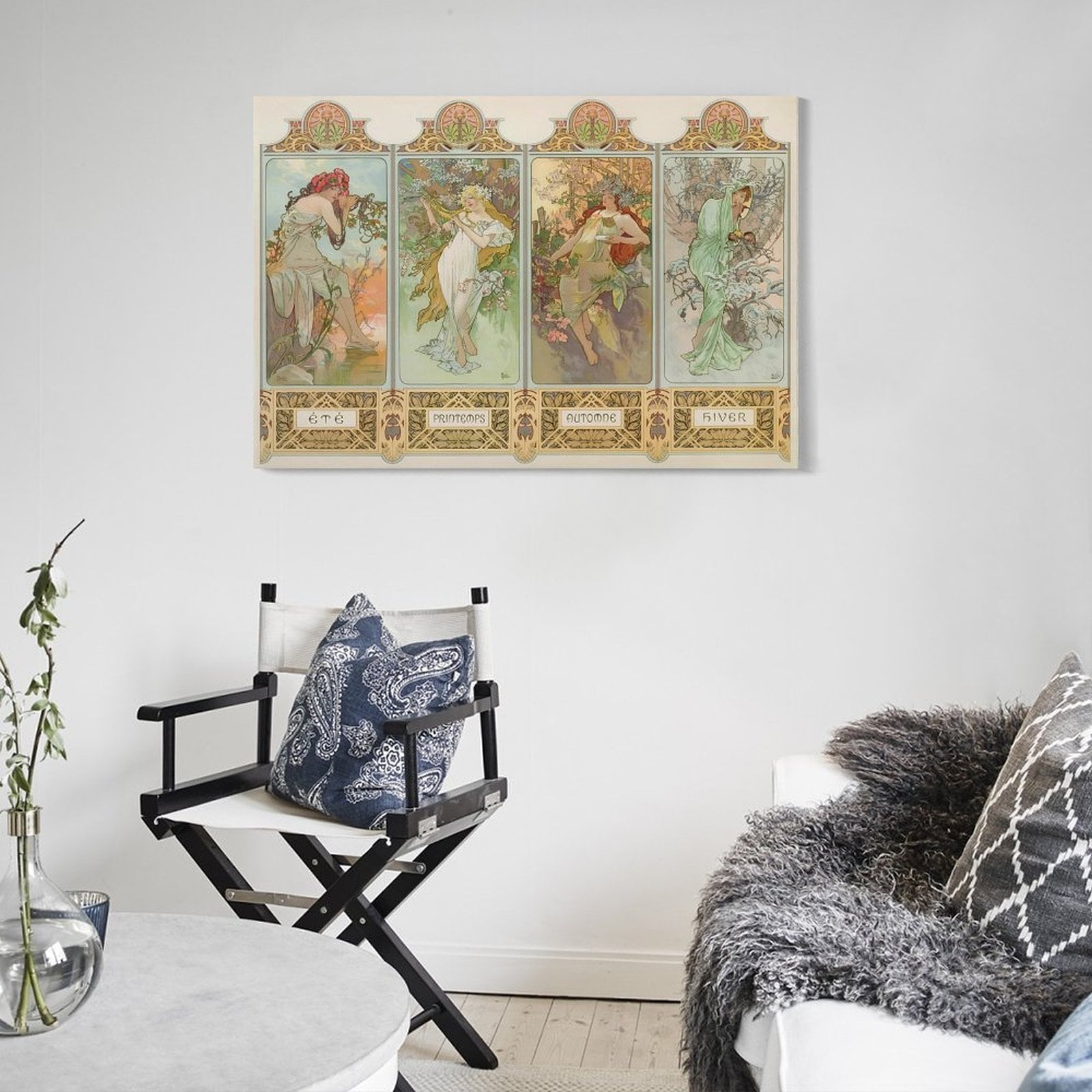 Alphonse Mucha 4 Seasons 《Spring, Summer, Autumn And Winter》 Wall Art Poster Picture Print Canvas Poster Wall Paint Art Posters Decor Modern Home Artworks Gift 08x12inch(20x30cm)
