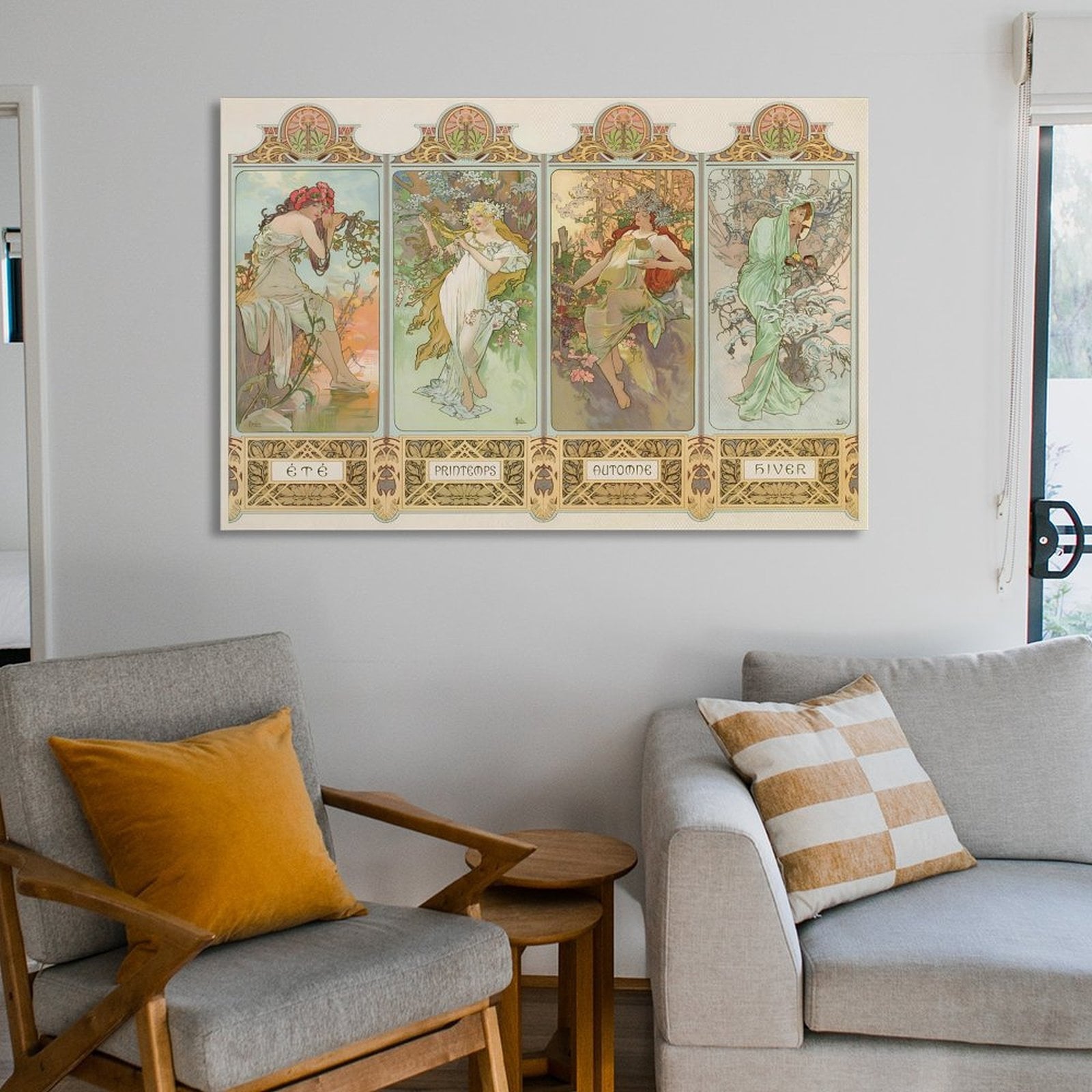 Alphonse Mucha 4 Seasons 《Spring, Summer, Autumn And Winter》 Wall Art Poster Picture Print Canvas Poster Wall Paint Art Posters Decor Modern Home Artworks Gift 08x12inch(20x30cm)