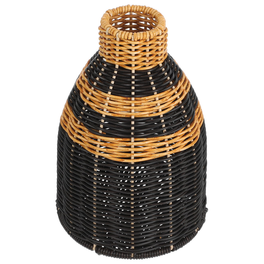 Homoyoyo Rustic Black Woven Vase with Plastic and Iron Frame for Stylish Home Decor