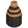 Homoyoyo Rustic Black Woven Vase with Plastic and Iron Frame for Stylish Home Decor