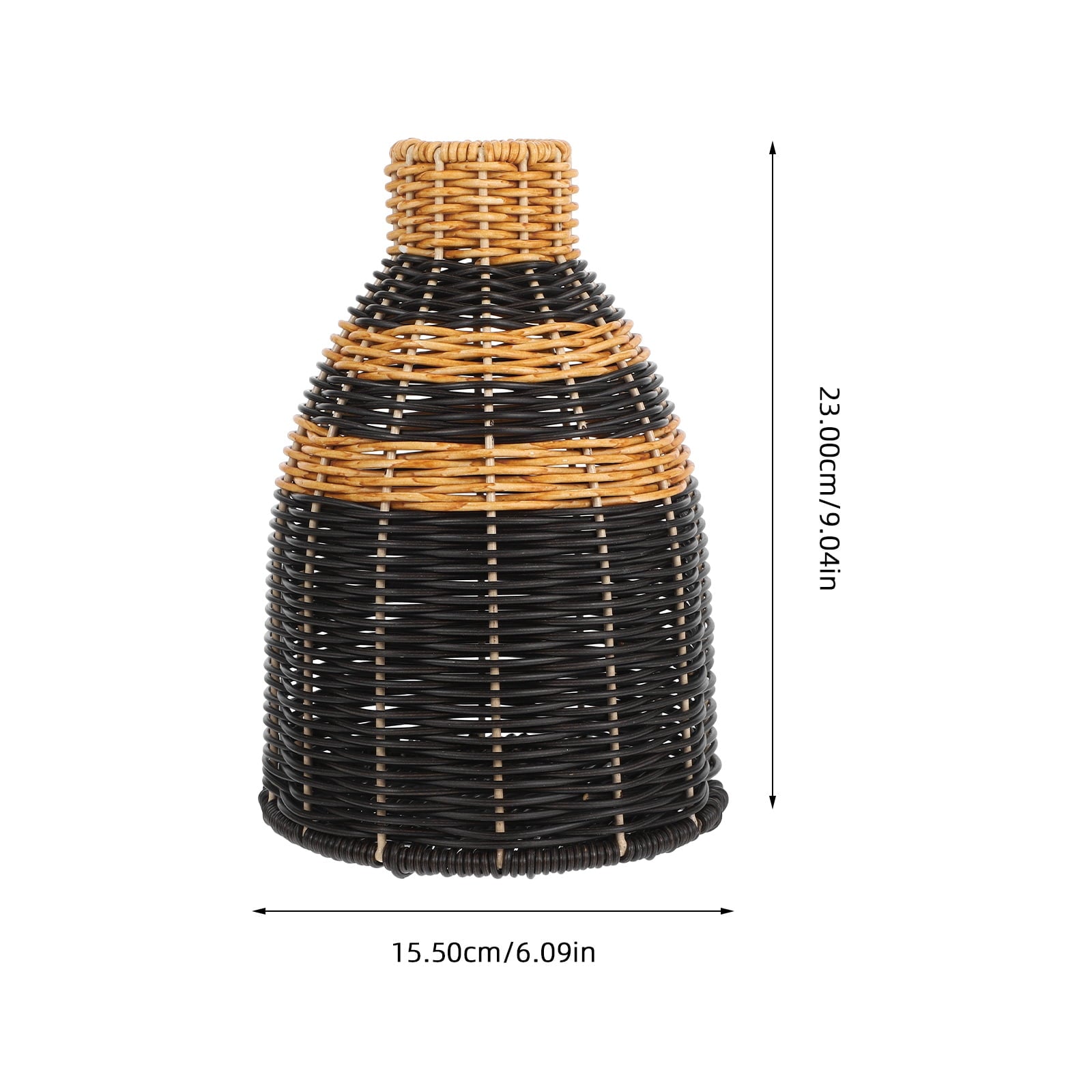 Homoyoyo Rustic Black Woven Vase with Plastic and Iron Frame for Stylish Home Decor