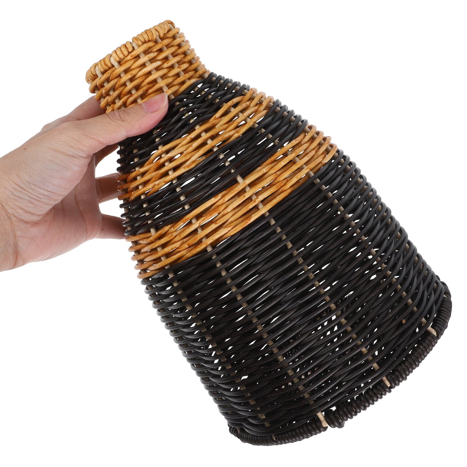 Homoyoyo Rustic Black Woven Vase with Plastic and Iron Frame for Stylish Home Decor