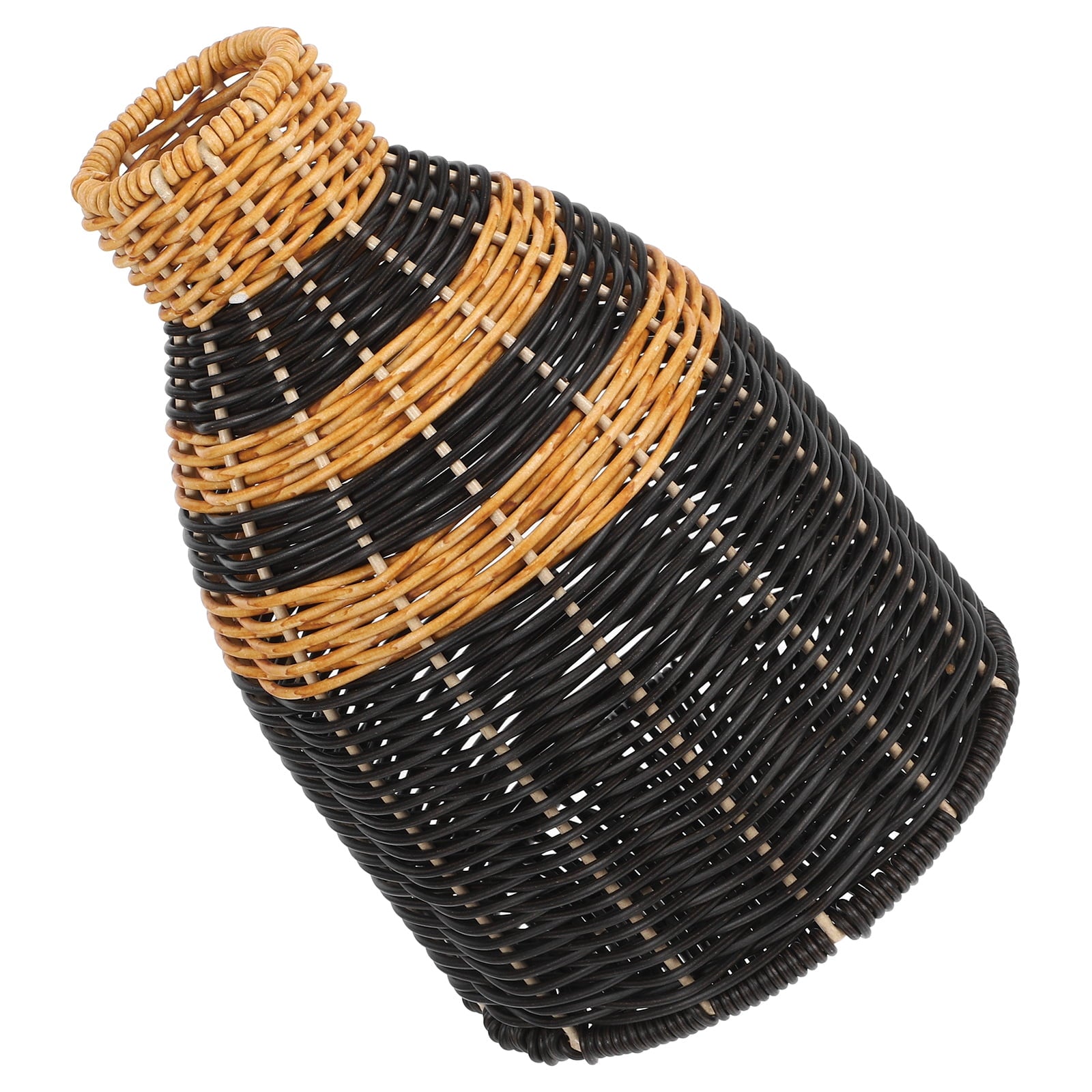 Homoyoyo Rustic Black Woven Vase with Plastic and Iron Frame for Stylish Home Decor