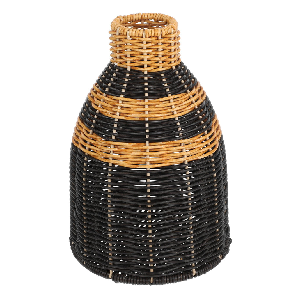 Homoyoyo Rustic Black Woven Vase with Plastic and Iron Frame for Stylish Home Decor