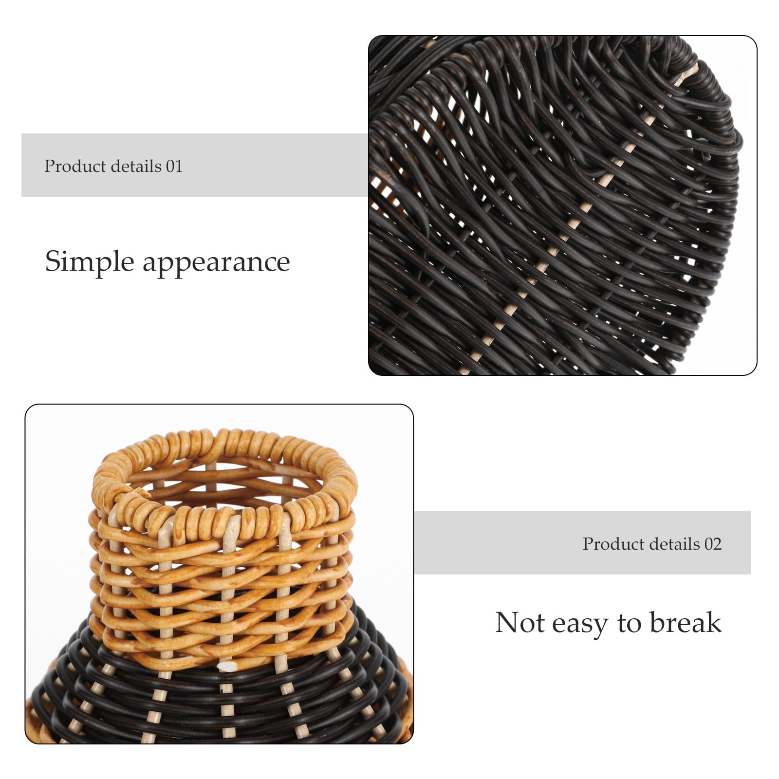 Homoyoyo Rustic Black Woven Vase with Plastic and Iron Frame for Stylish Home Decor