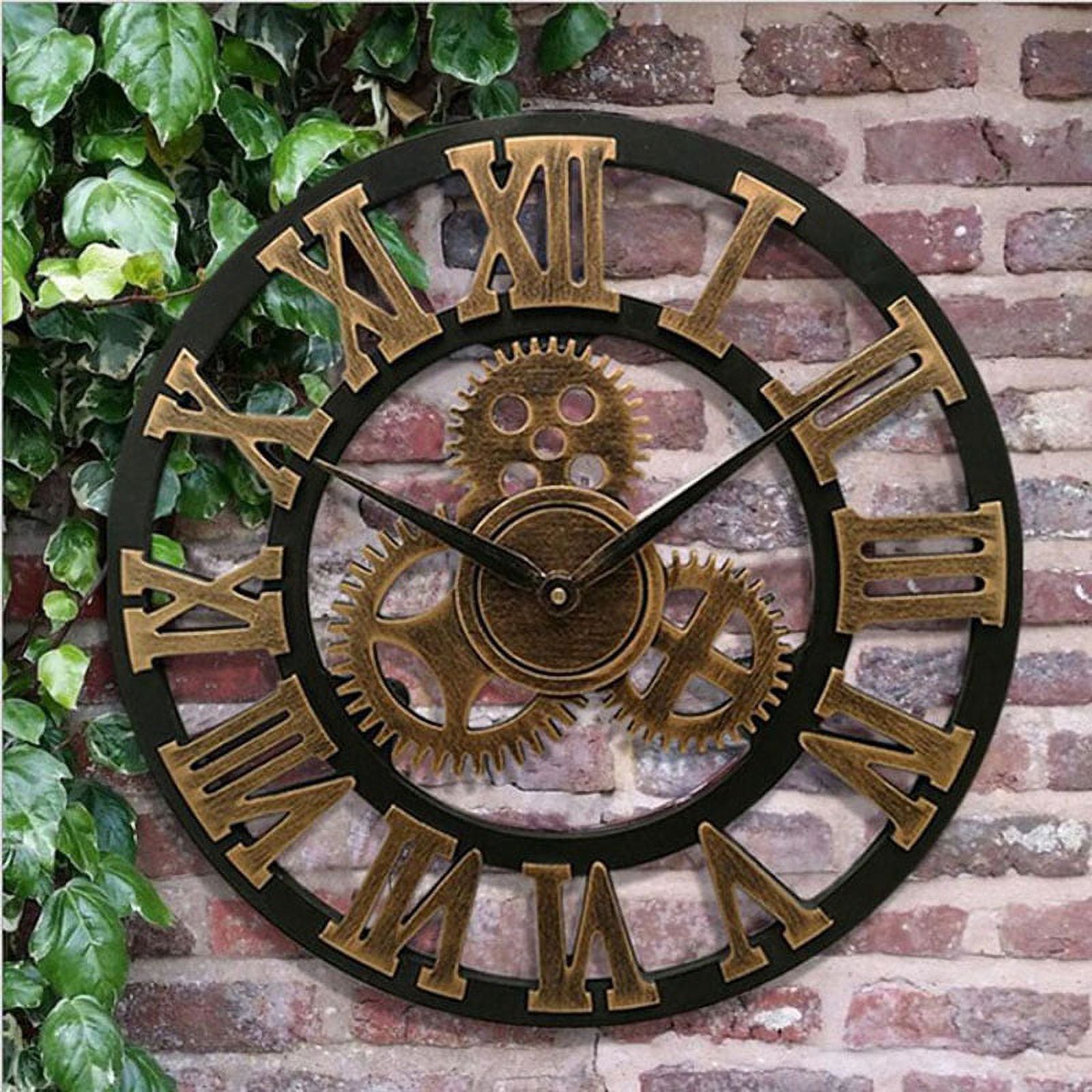 Wooden Wall Clock Vintage Gear Clock Us Style Living Room 30Cm