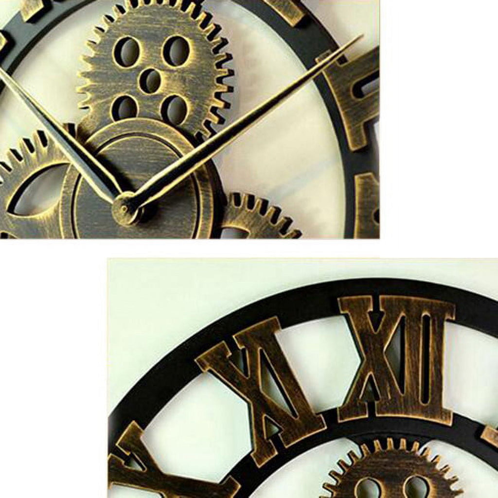 Wooden Wall Clock Vintage Gear Clock Us Style Living Room 30Cm