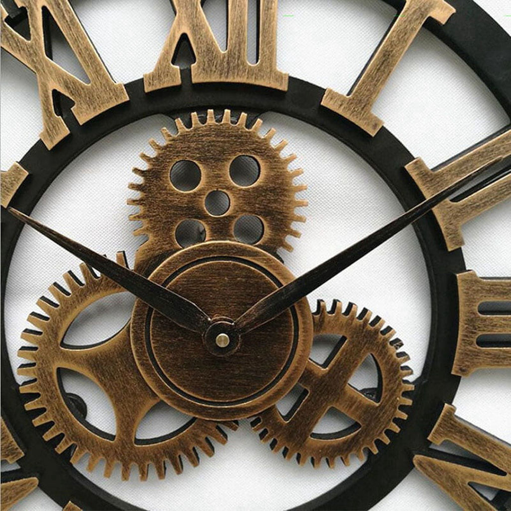 Wooden Wall Clock Vintage Gear Clock Us Style Living Room 30Cm