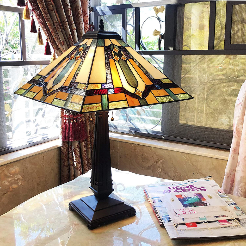 RADIANCE Goods Tiffany-Style Mission Stained Glass Table Lamp 24" Height