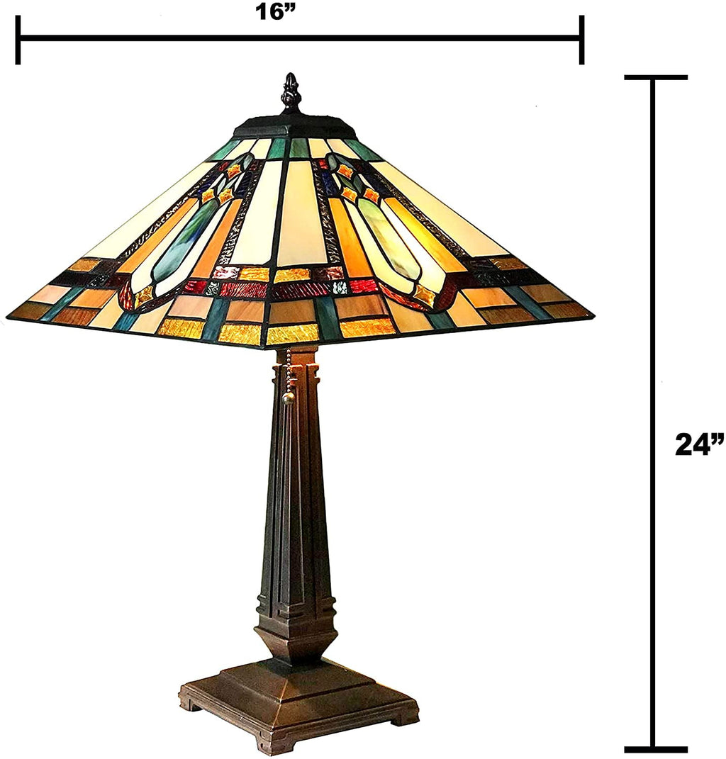 RADIANCE Goods Tiffany-Style Mission Stained Glass Table Lamp 24" Height