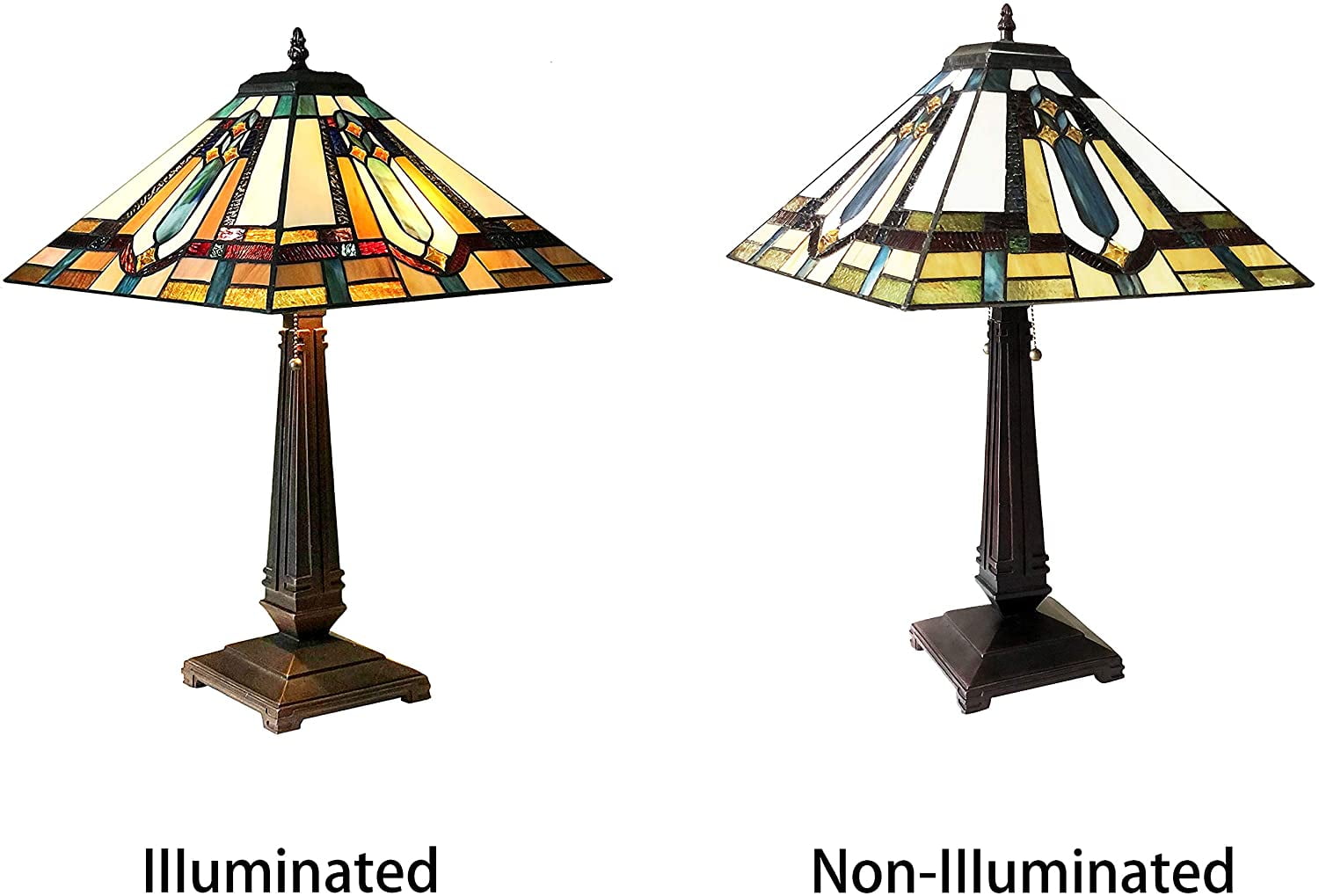 RADIANCE Goods Tiffany-Style Mission Stained Glass Table Lamp 24" Height