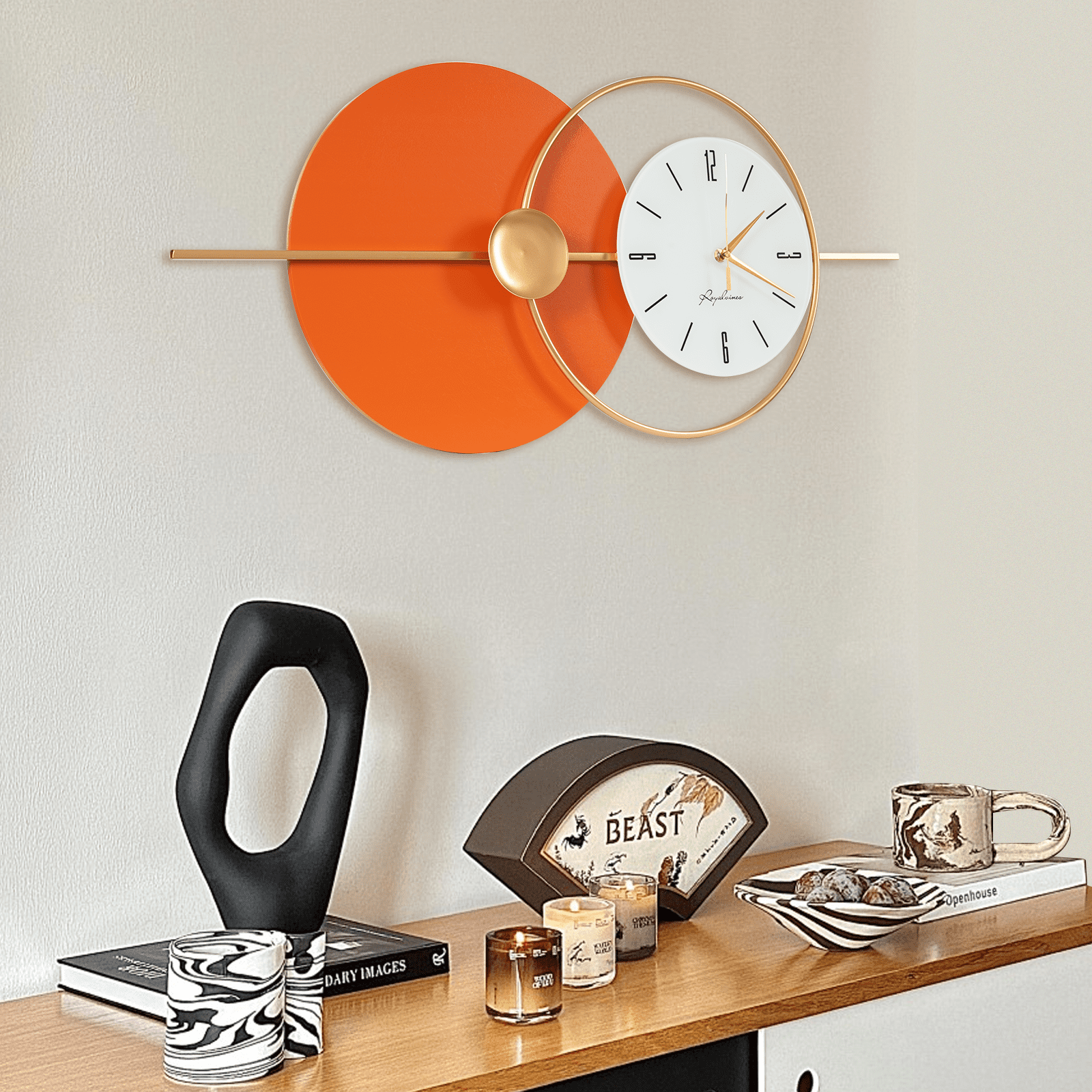 Silent Wall Clock, 20dB Quiet Operation with Arabic Numerals, Iron and Glass Construction, Perfect for Bedrooms and Hotels