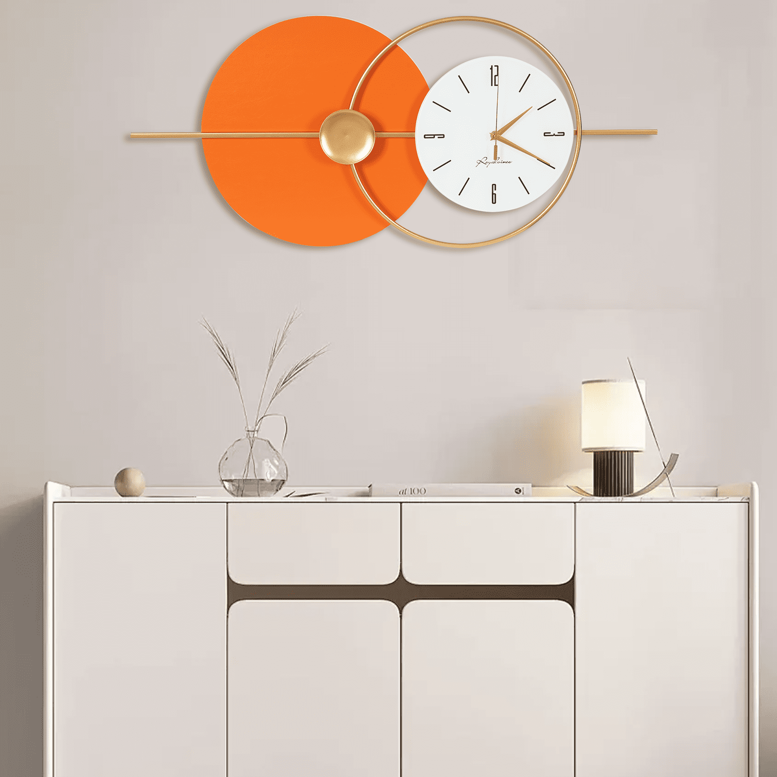 Silent Wall Clock, 20dB Quiet Operation with Arabic Numerals, Iron and Glass Construction, Perfect for Bedrooms and Hotels