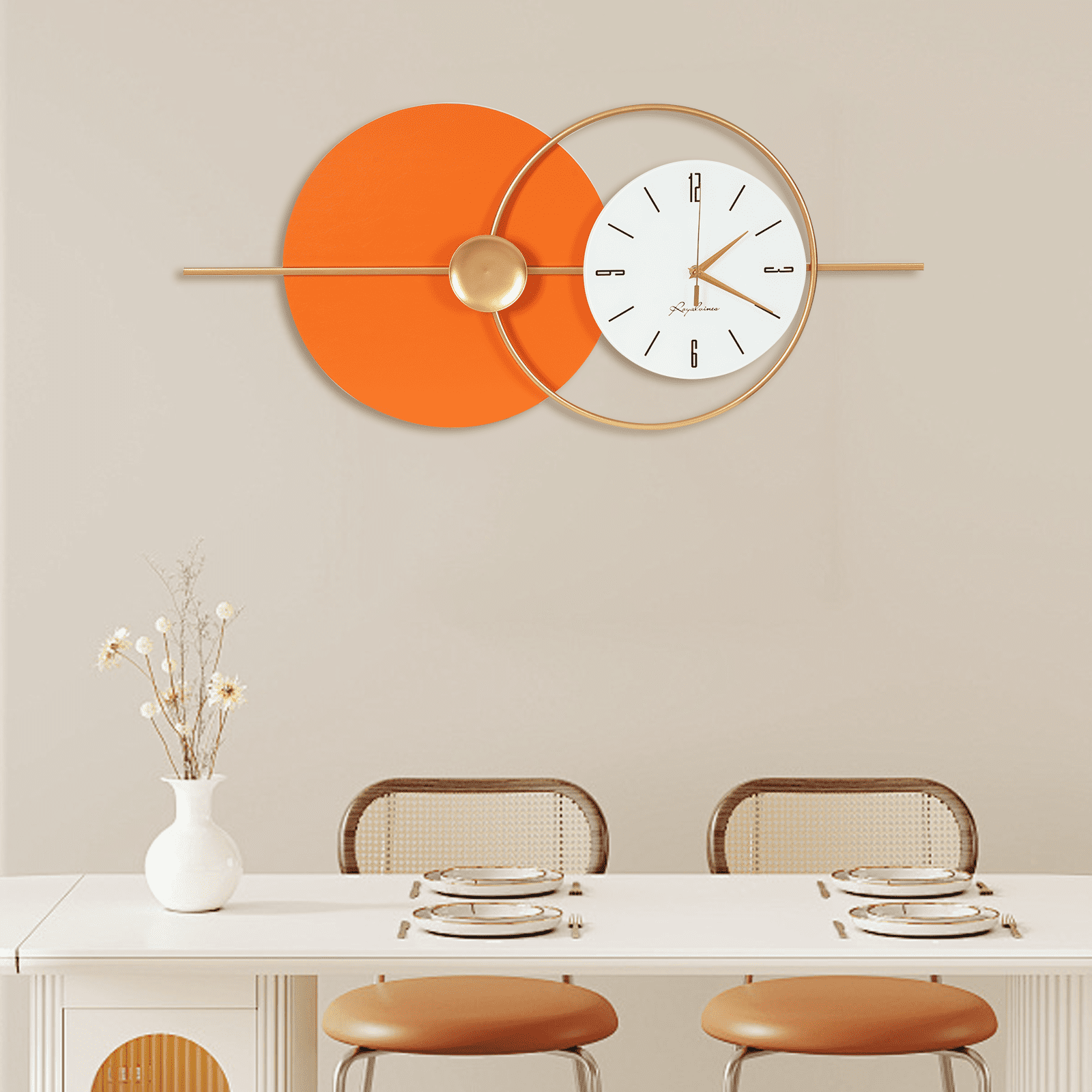 Silent Wall Clock, 20dB Quiet Operation with Arabic Numerals, Iron and Glass Construction, Perfect for Bedrooms and Hotels