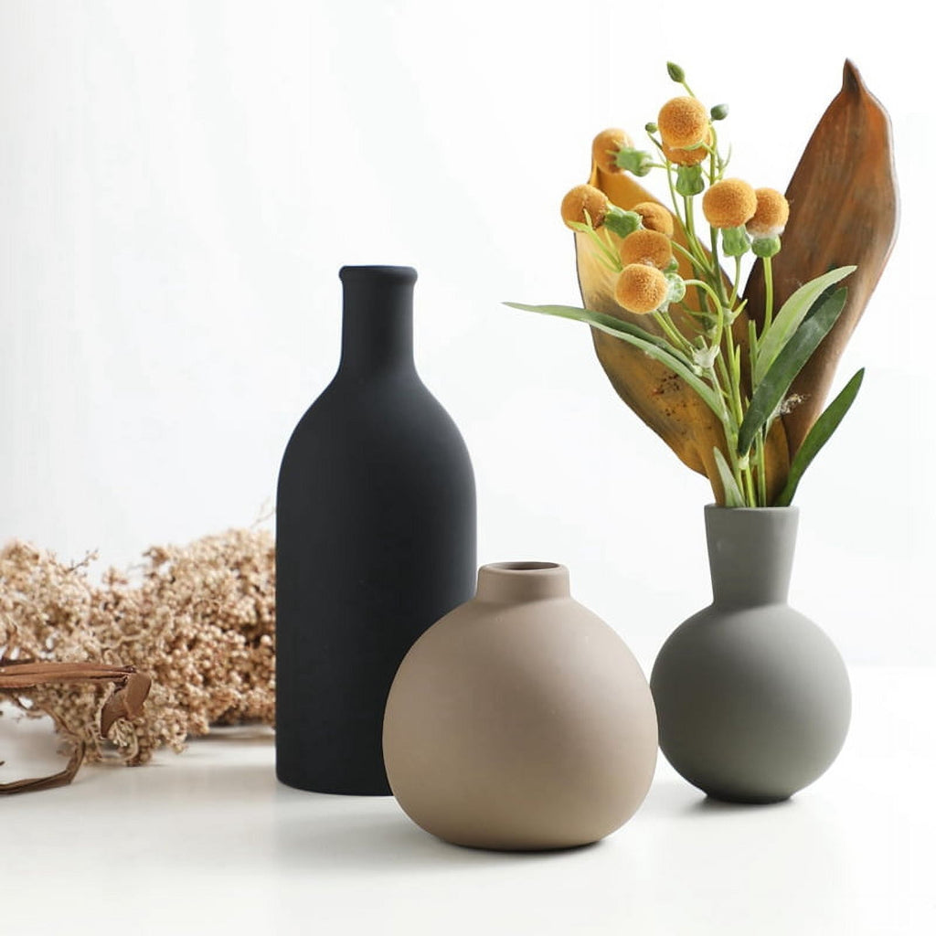 Ceramic Vase Set of 3, Vases Home Decor Rustic Vase Farmhouse Decor Vases for Bouquet Pampas Grass Dried Fresh Flowers