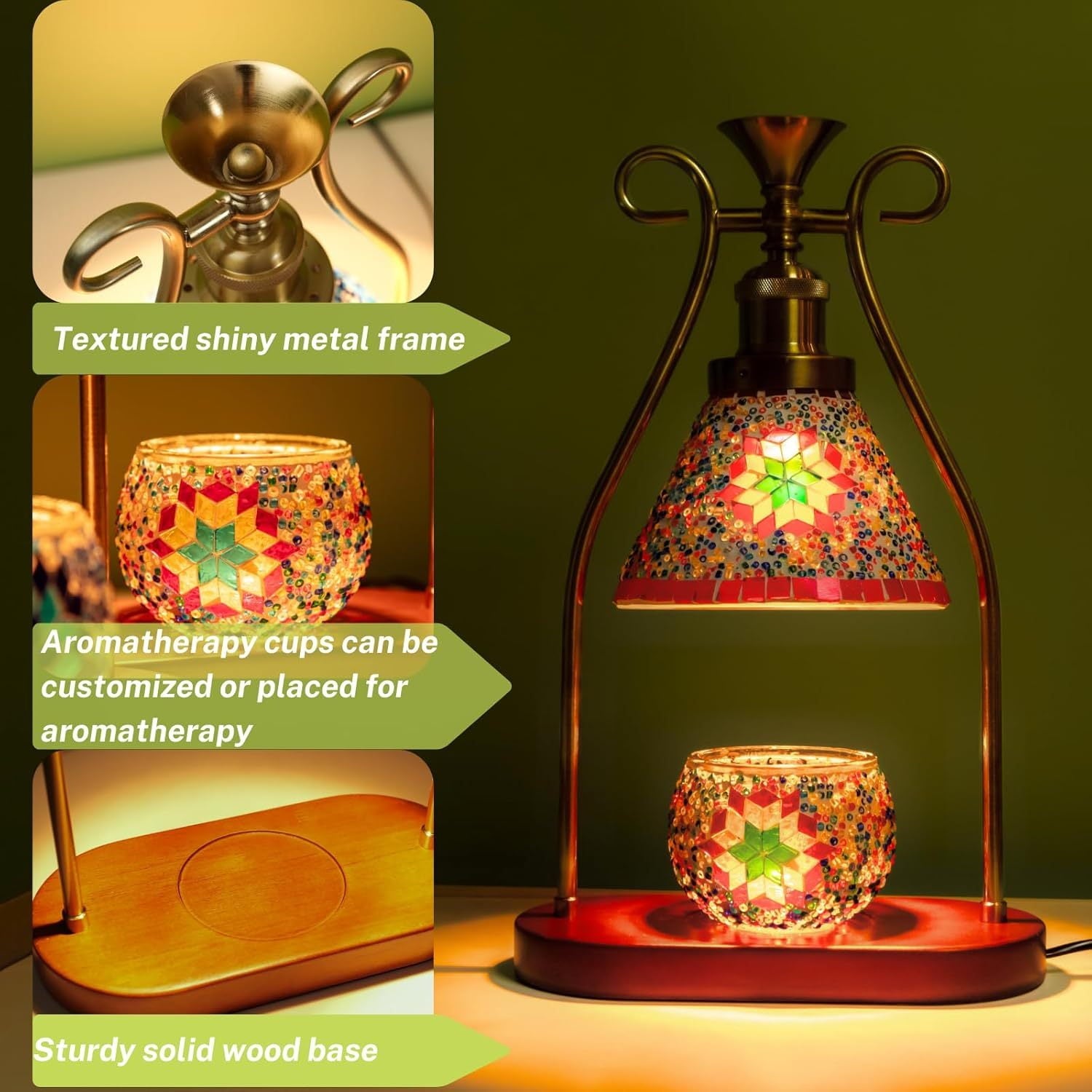 [Mosaic Turkish Table Lamp] Exquisite Mosaic Handmade Turkish Table Lamp - Adjustable Brightness, Warm Light Source, Bohemian Retro Style - Perfect for Home Decoration and Gift