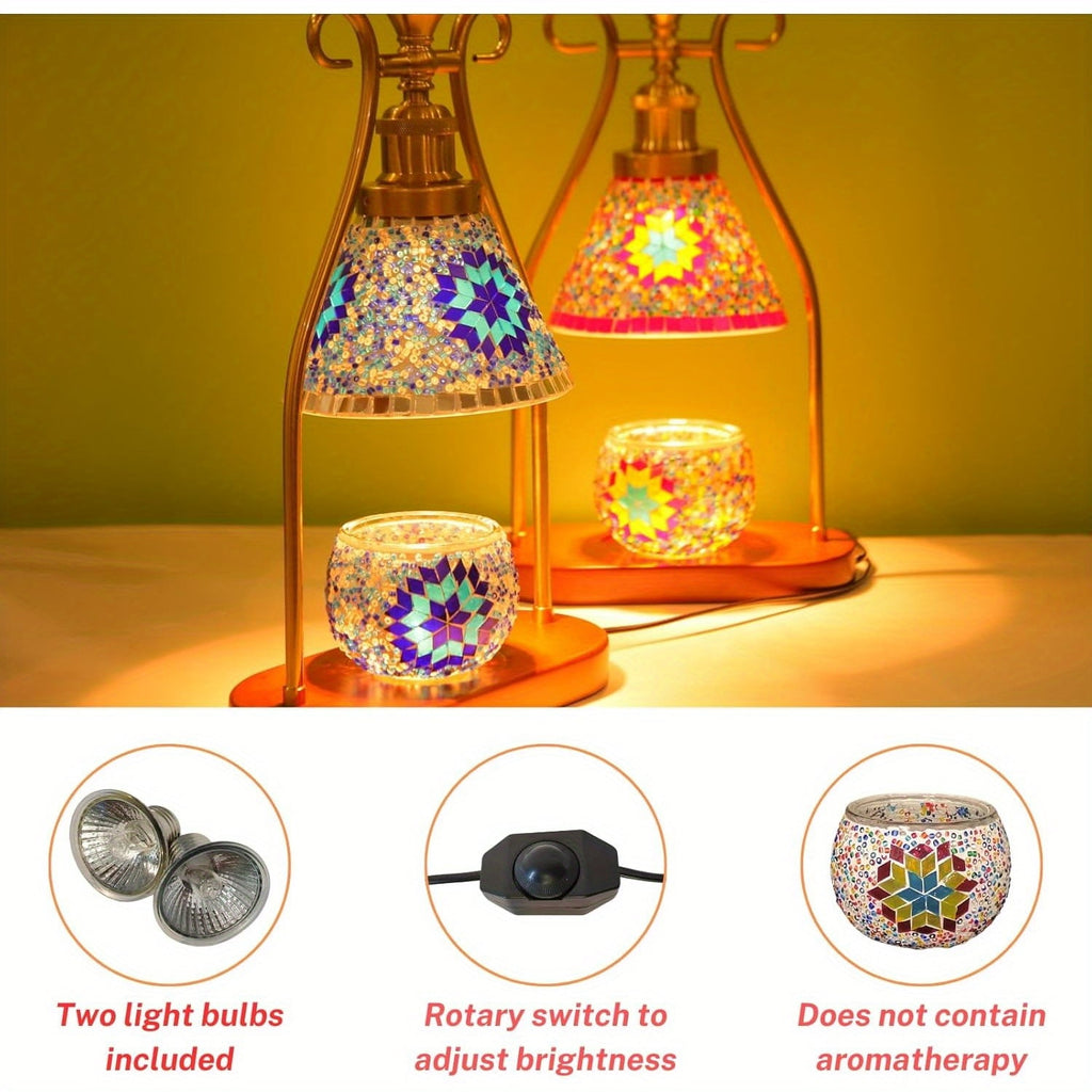 [Mosaic Turkish Table Lamp] Exquisite Mosaic Handmade Turkish Table Lamp - Adjustable Brightness, Warm Light Source, Bohemian Retro Style - Perfect for Home Decoration and Gift
