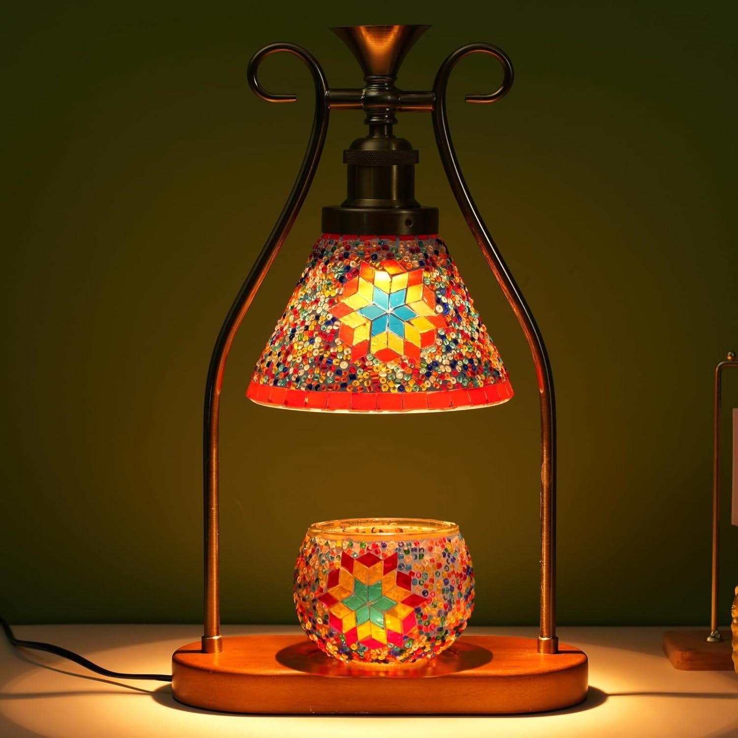 [Mosaic Turkish Table Lamp] Exquisite Mosaic Handmade Turkish Table Lamp - Adjustable Brightness, Warm Light Source, Bohemian Retro Style - Perfect for Home Decoration and Gift