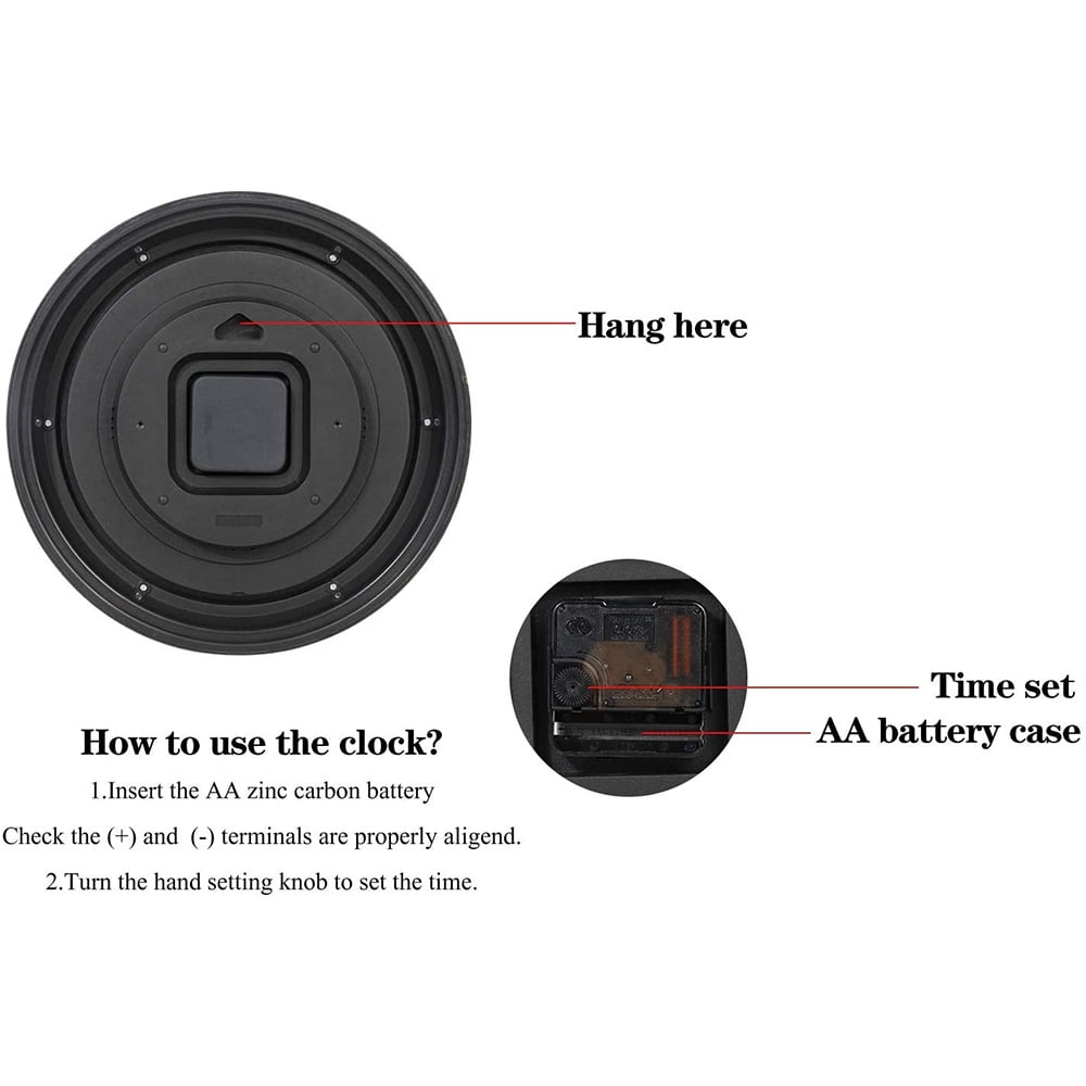 12“ Wall Clock,Retro Waterproof Clock with Displays Thermometer&amp;Hygrometer,Noise-Free Clock for Indoor/Outdoor