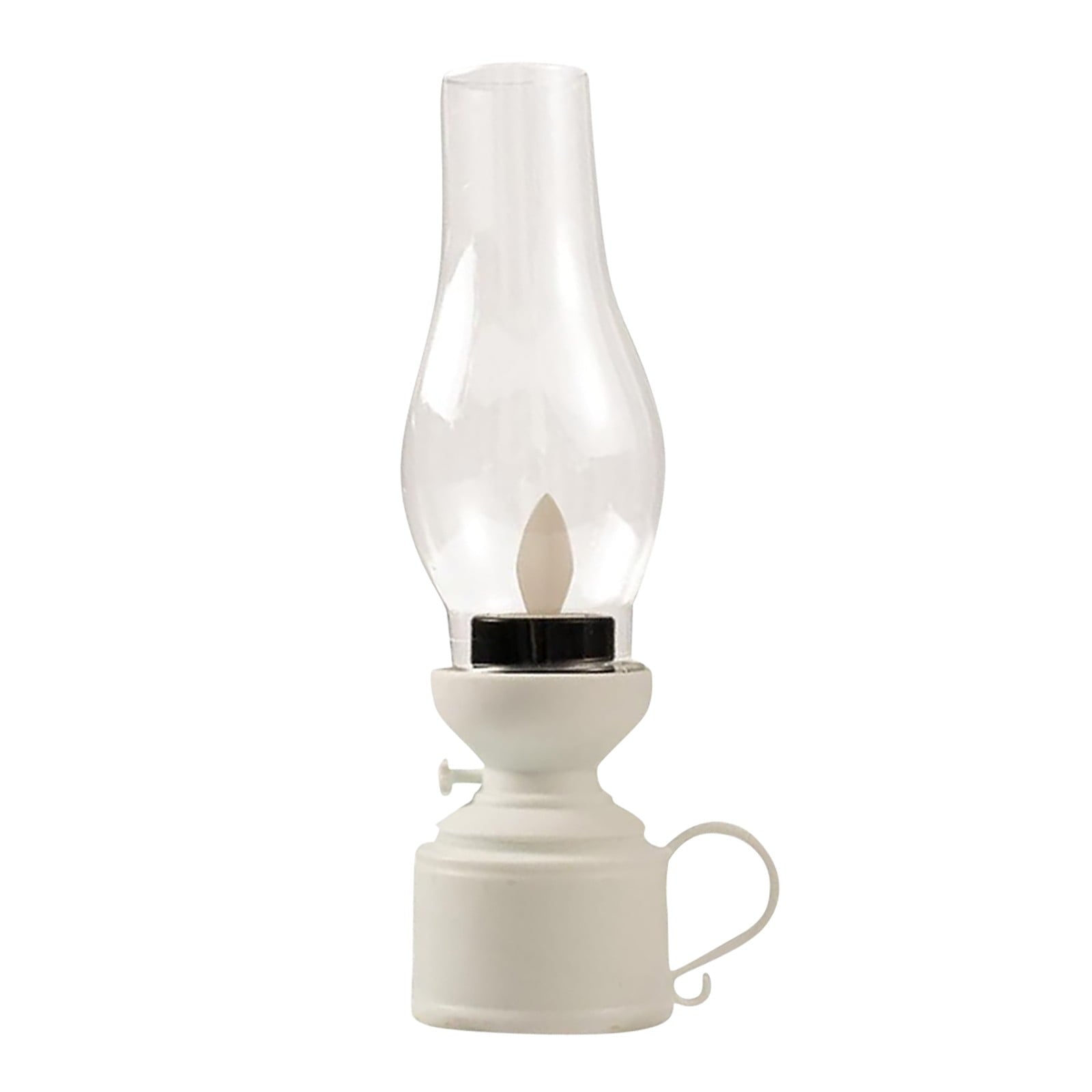 Vintage Flameless Table Lamp LED Kerosene Lantern Clear Hurricane Lamp Battery Operated Nightstand for Bedroom Living Room, 7.24" x 18.4" x 1.97"