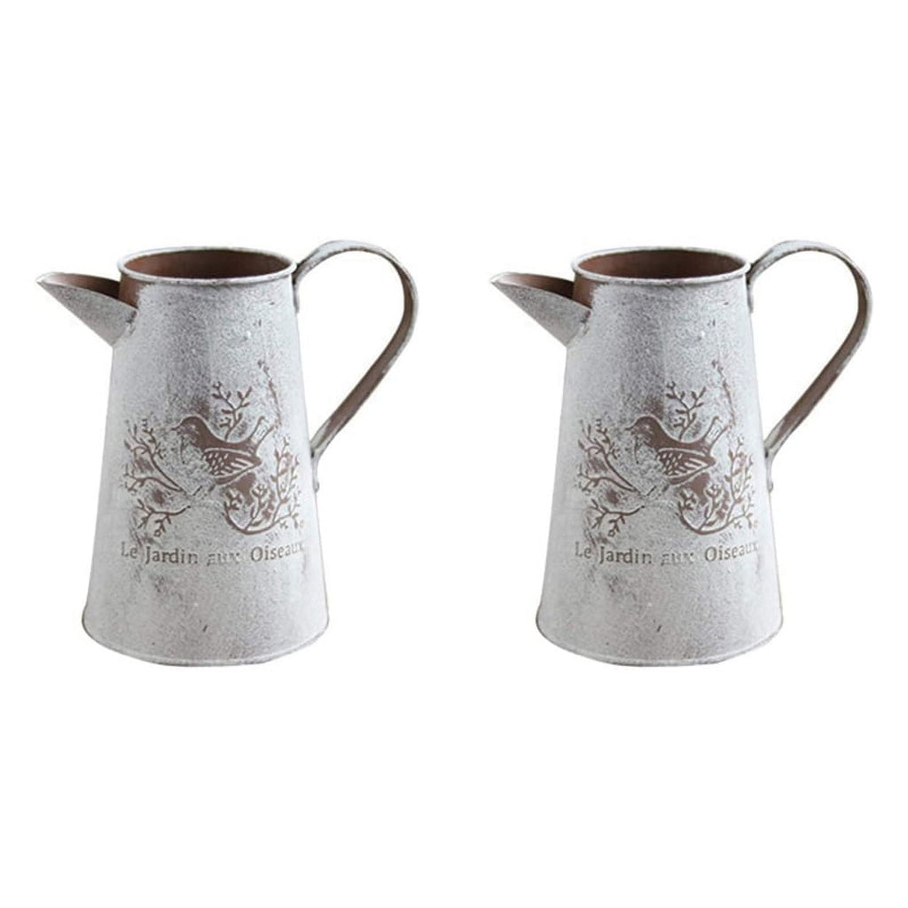 2X Watering Can Vase French Jug Home Decoration Vase Flower Arrangement Iron Flower Making Gardening 17cm