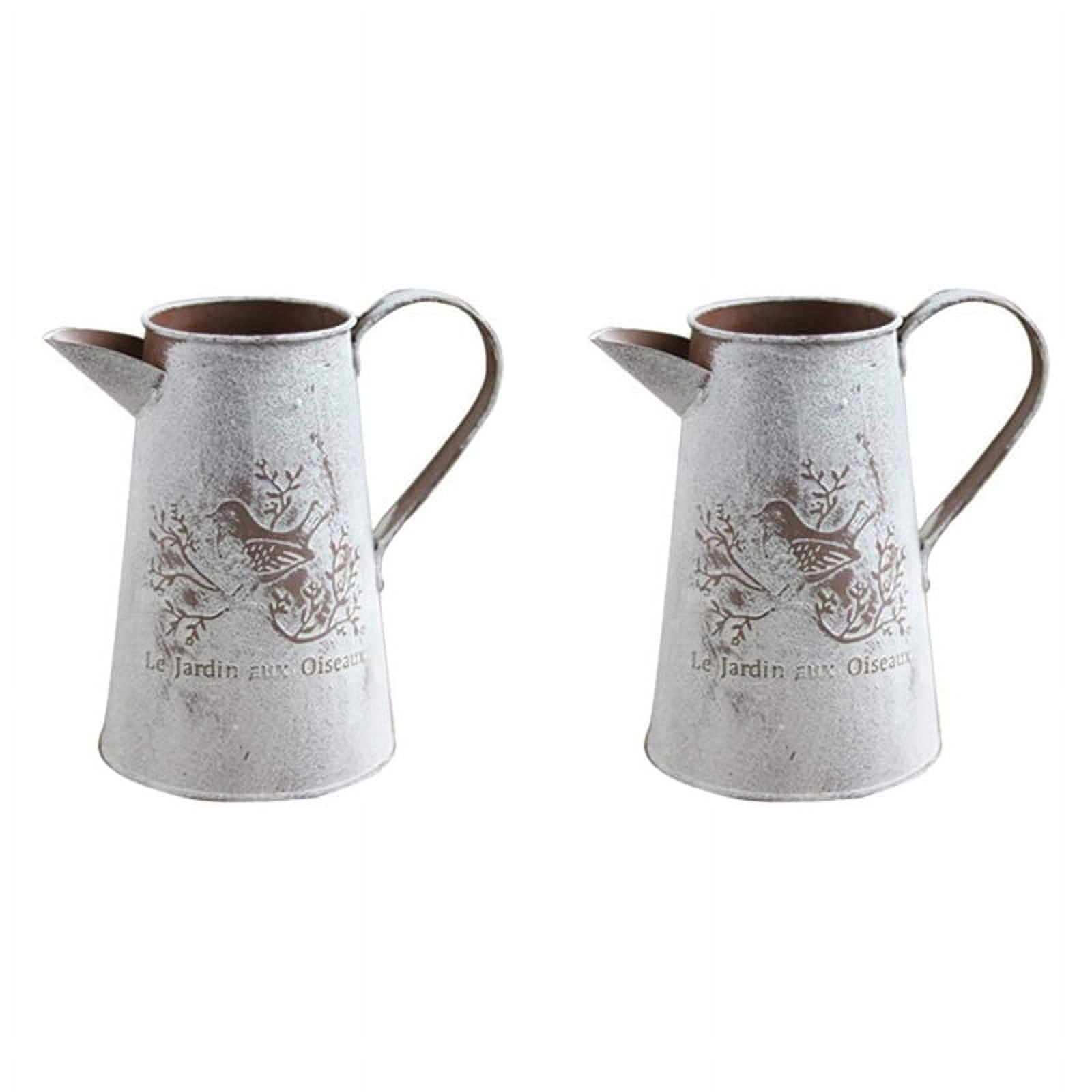 2X Watering Can Vase French Jug Home Decoration Vase Flower Arrangement Iron Flower Making Gardening 17cm