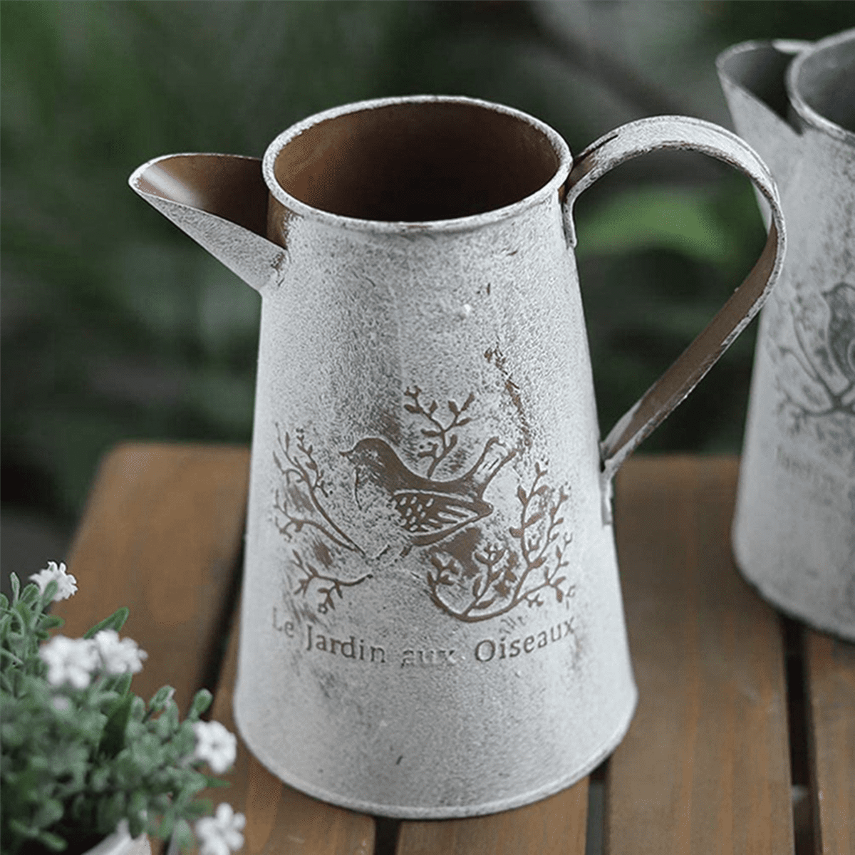 2X Watering Can Vase French Jug Home Decoration Vase Flower Arrangement Iron Flower Making Gardening 17cm