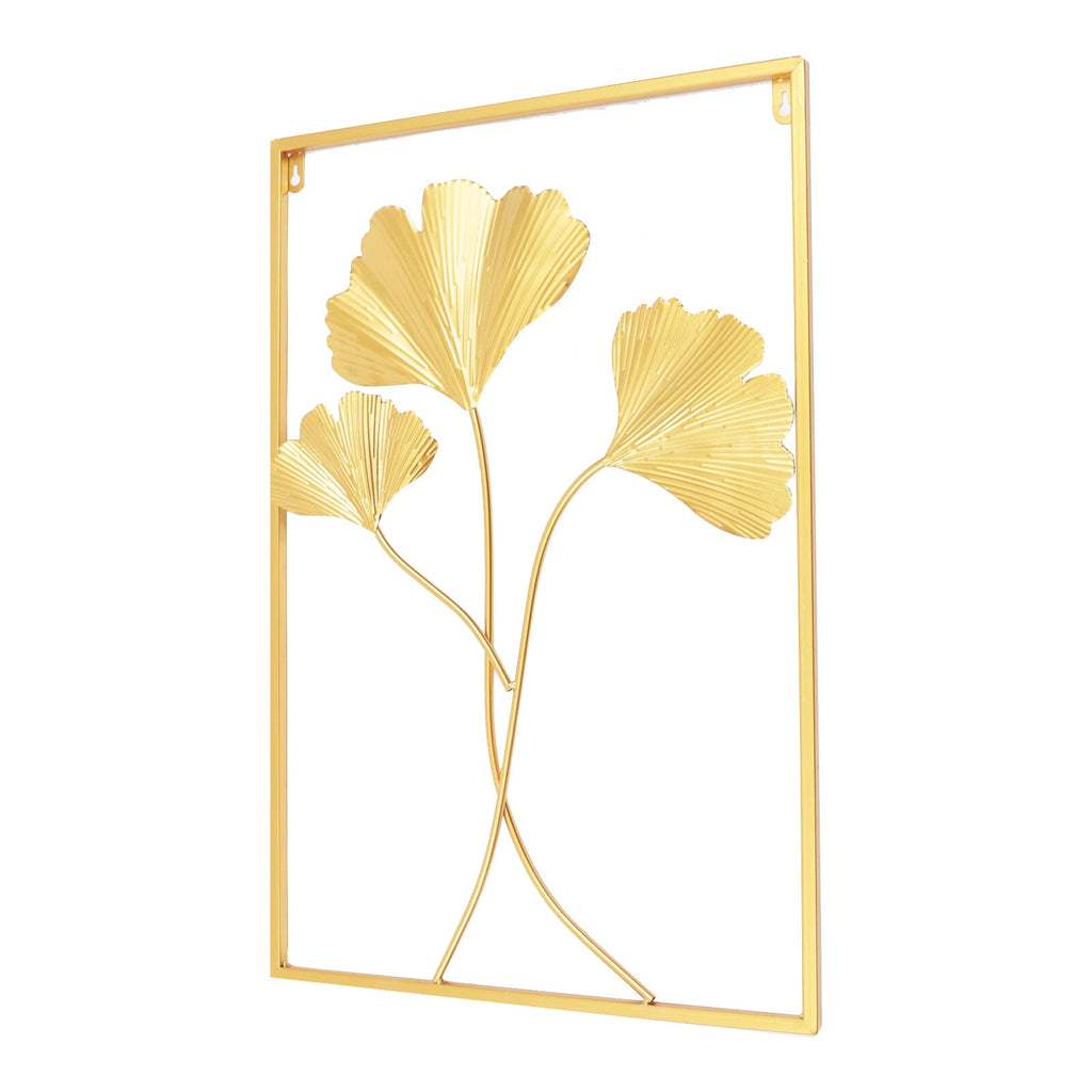 3 Pack Gold Metal Wall Art Large Leaf Frame Accent Leaves Wall Decor Home Gold for Bedrooms, Dressing Rooms