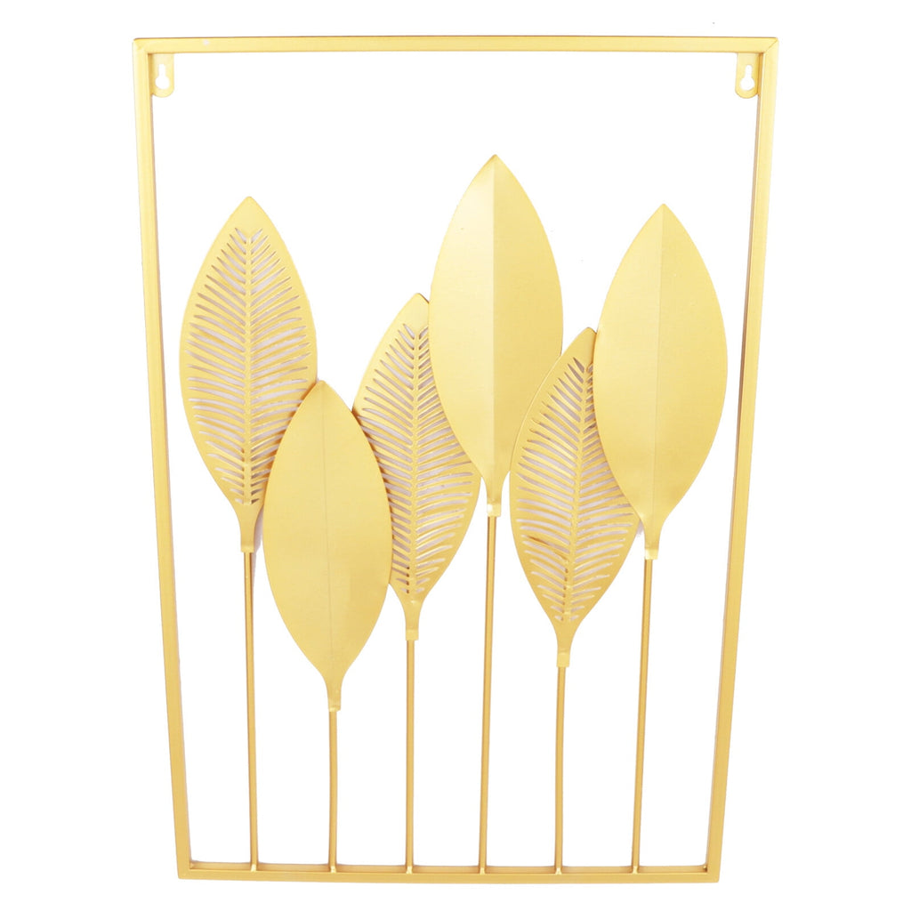 3 Pack Gold Metal Wall Art Large Leaf Frame Accent Leaves Wall Decor Home Gold for Bedrooms, Dressing Rooms
