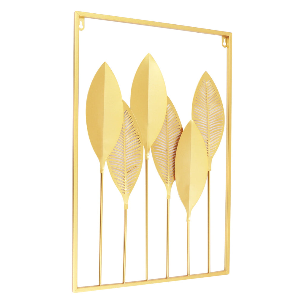 3 Pack Gold Metal Wall Art Large Leaf Frame Accent Leaves Wall Decor Home Gold for Bedrooms, Dressing Rooms