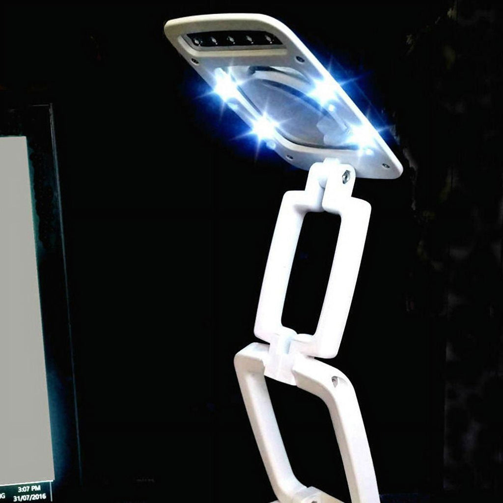 Lighted Desk Magnifying Glass Lamp with Light on Stand Led Portable Pocket Magnifier Visor Folding 3X for Reading, Hobby