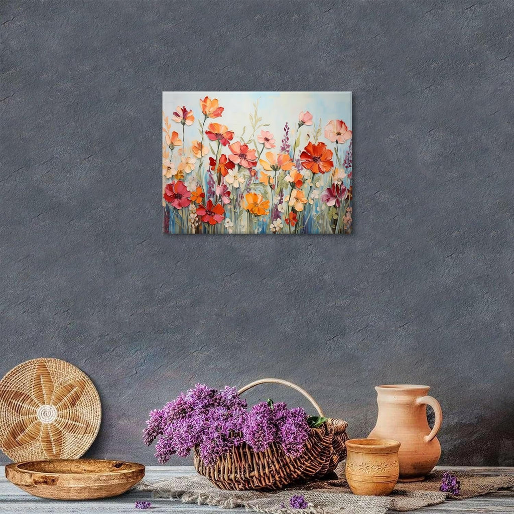 Wildflower Wall Art Colorful Floral Pictures Framed Printed Art for Bathroom Nature Botanical Canvas Prints Poster Modern Abstract Flowers Painting Artwork Living Room Bedroom Home Decorations