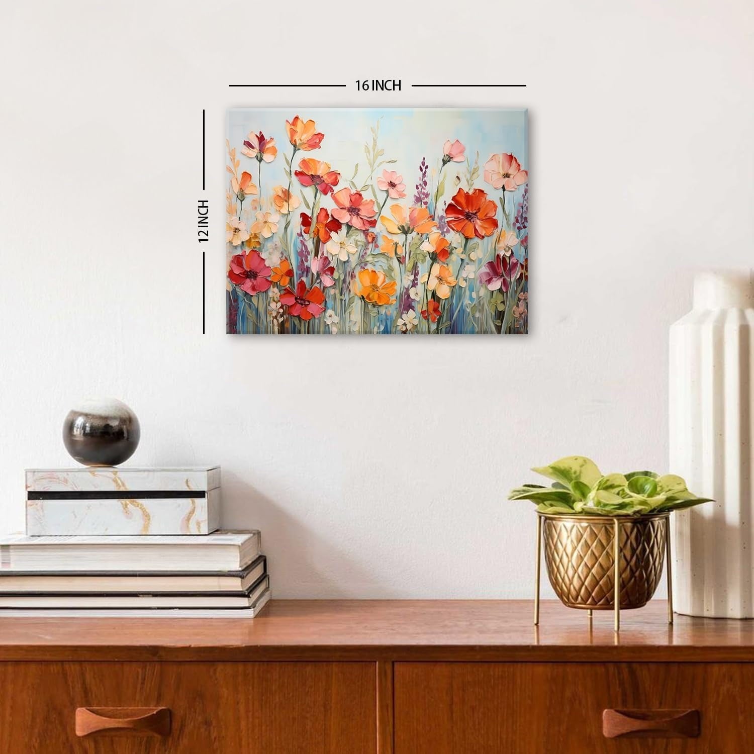 Wildflower Wall Art Colorful Floral Pictures Framed Printed Art for Bathroom Nature Botanical Canvas Prints Poster Modern Abstract Flowers Painting Artwork Living Room Bedroom Home Decorations