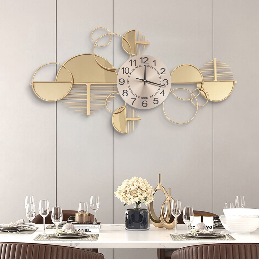 Large Luxury Gold Wall Clock Nordic Style Metal Clocks Home Living Room Decor for Studies, Living Rooms