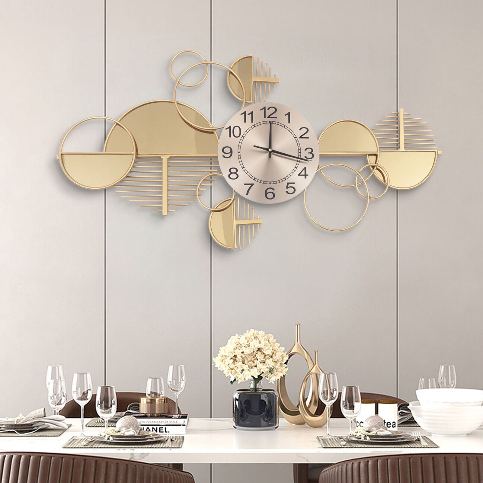Large Luxury Gold Wall Clock Nordic Style Metal Clocks Home Living Room Decor for Studies, Living Rooms