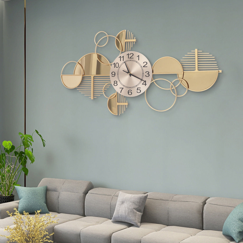 Large Luxury Gold Wall Clock Nordic Style Metal Clocks Home Living Room Decor for Studies, Living Rooms