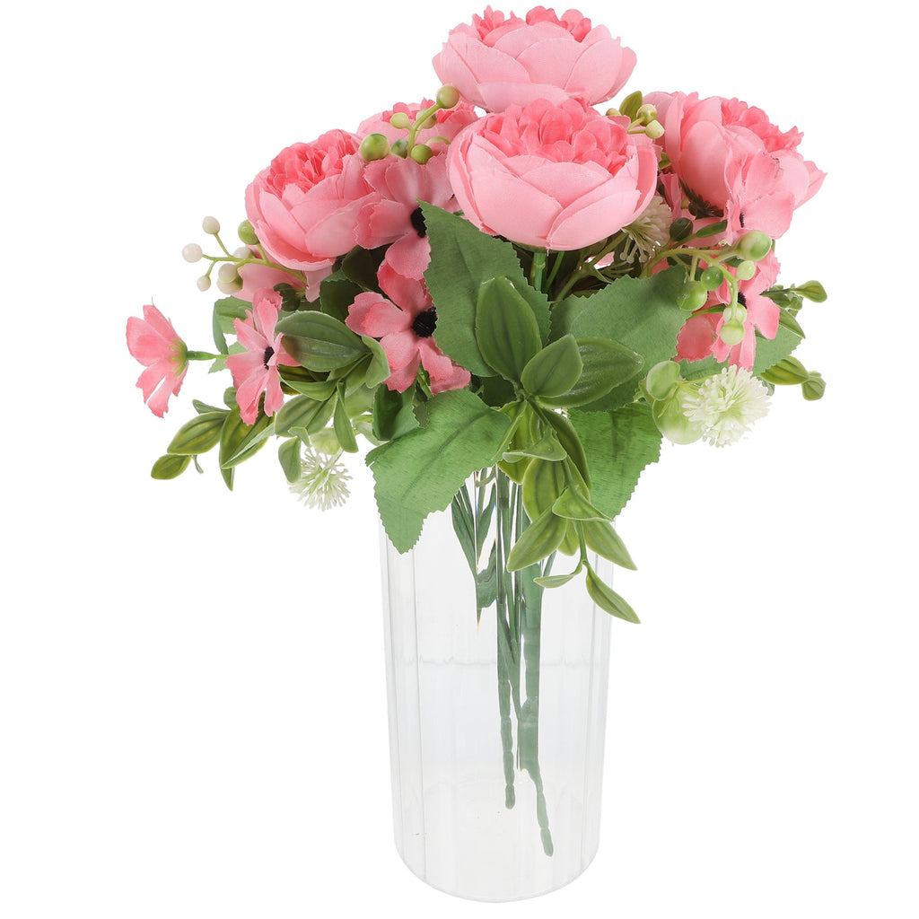 Fluted Clear Plastic Vase Hydroponic Vase Decor Unbreakable Modern Flower Vase Transparent Home Decor Vase for Wedding Centerpiece