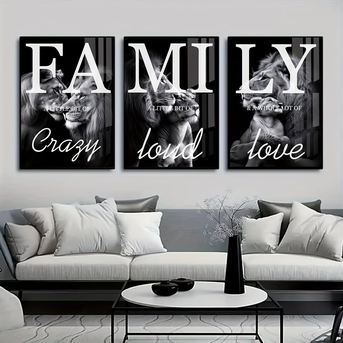 3pcs Canvas Painting, Family Lions Wall Art, Ideal Gift for Living Room, Kitchen, Decor Wall Art Wall Decor, Home Decor, Wall Art, Room Decor, Room Decoration, No Frame