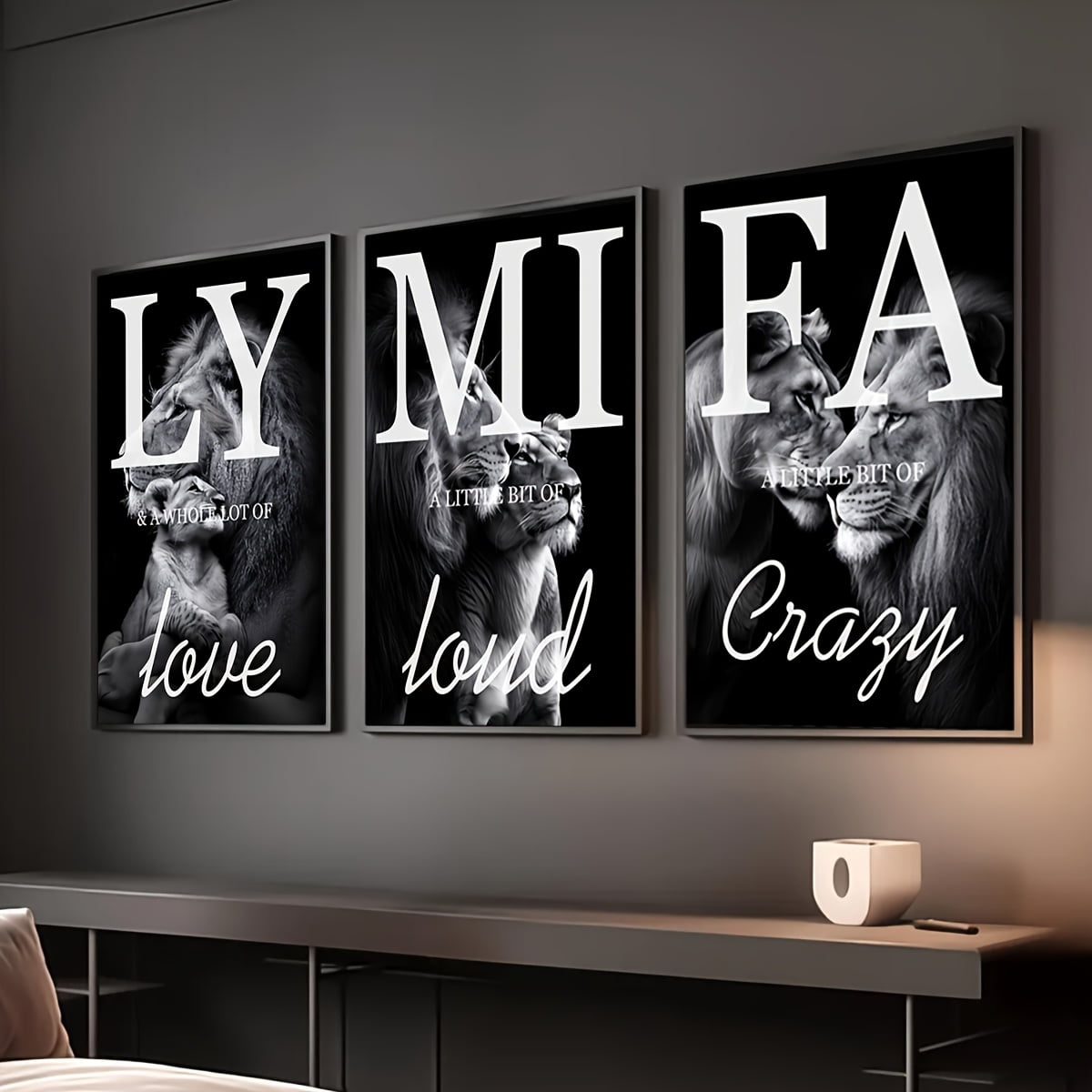 3pcs Canvas Painting, Family Lions Wall Art, Ideal Gift for Living Room, Kitchen, Decor Wall Art Wall Decor, Home Decor, Wall Art, Room Decor, Room Decoration, No Frame