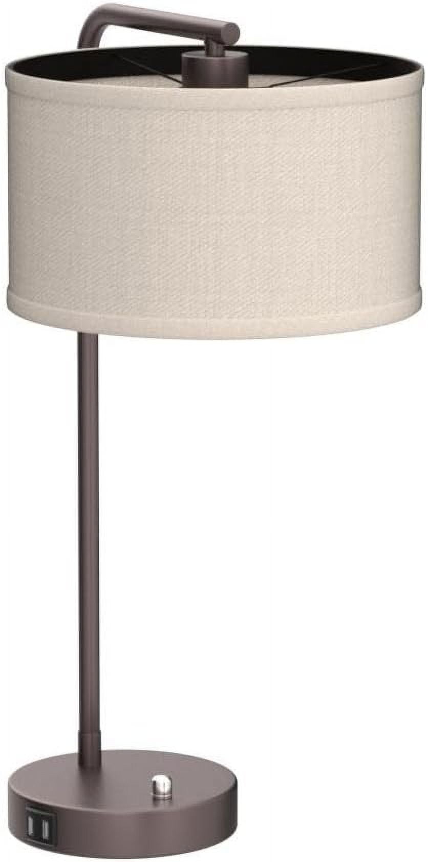 Side Table Lamp with Dual USB Ports, Dimmable Bedside Lamp Modern Nightstand Lamp Desk Reading Lamp with Linen Lampshade for Bedroom, Living Room, Study Room, Office, 9W 3000K LED Bulb Included