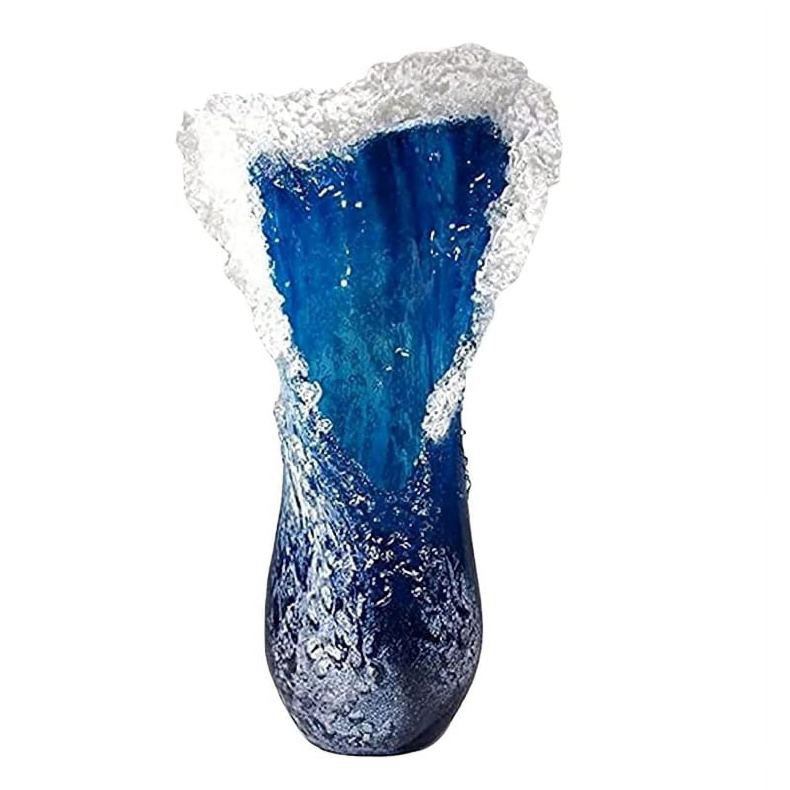 Sea Wave Vase, Wavy Vase Resin Blue for Office Living Room Decorations Coffee Shop Decor 30cm