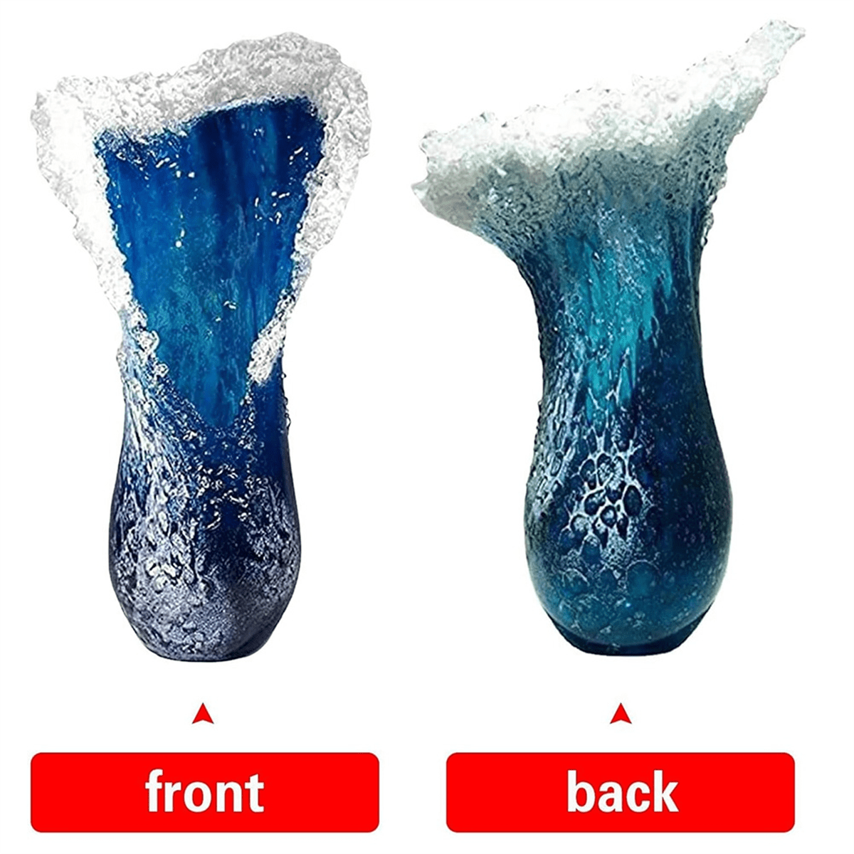 Sea Wave Vase, Wavy Vase Resin Blue for Office Living Room Decorations Coffee Shop Decor 30cm