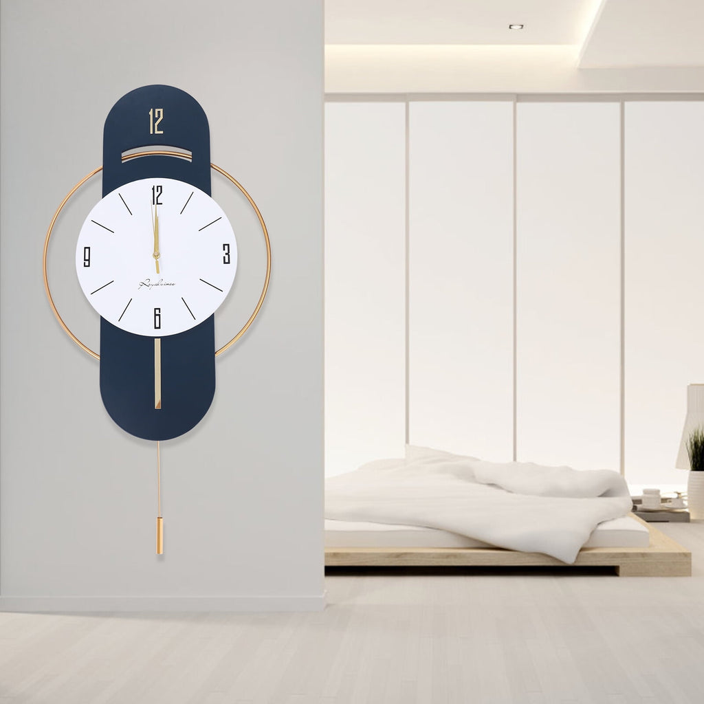 16.54*33.07in Wall-mounted Numbers Large Wall Clocks Wood Metal Silent Decoration Wall Clock for Kitchen Bedroom Office