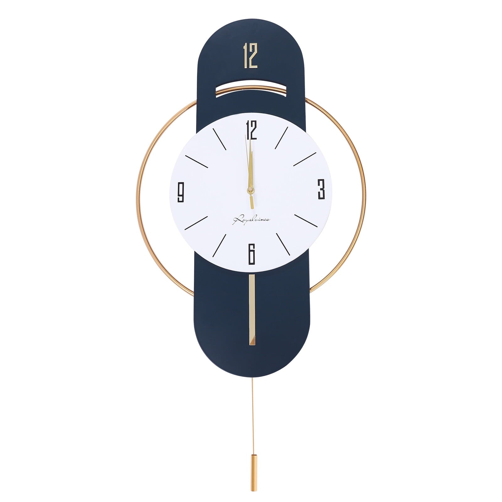 16.54*33.07in Wall-mounted Numbers Large Wall Clocks Wood Metal Silent Decoration Wall Clock for Kitchen Bedroom Office