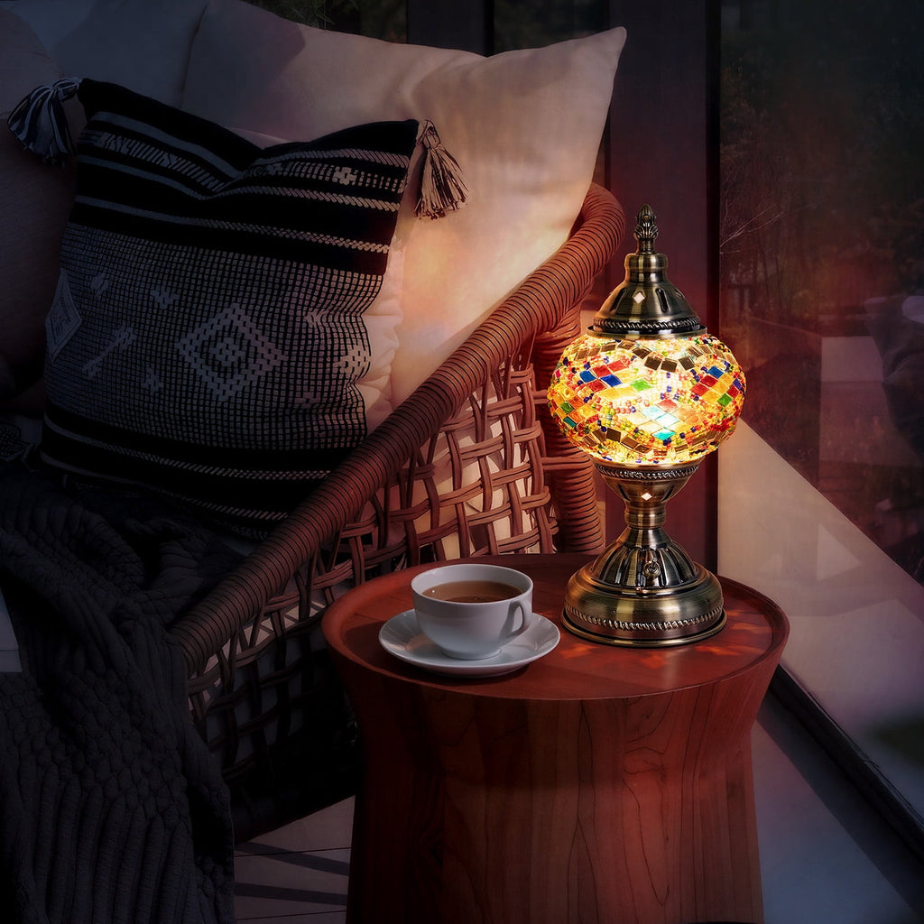 Turkish-Moroccan Mosaic Table Lamp - Bohemian Stained Glass Nightlight with Intricate Patterns, Ideal for Bedroom,Living Room, Office Decor,Holiday Gift, Decorative Light,Vibrant Lamp Design