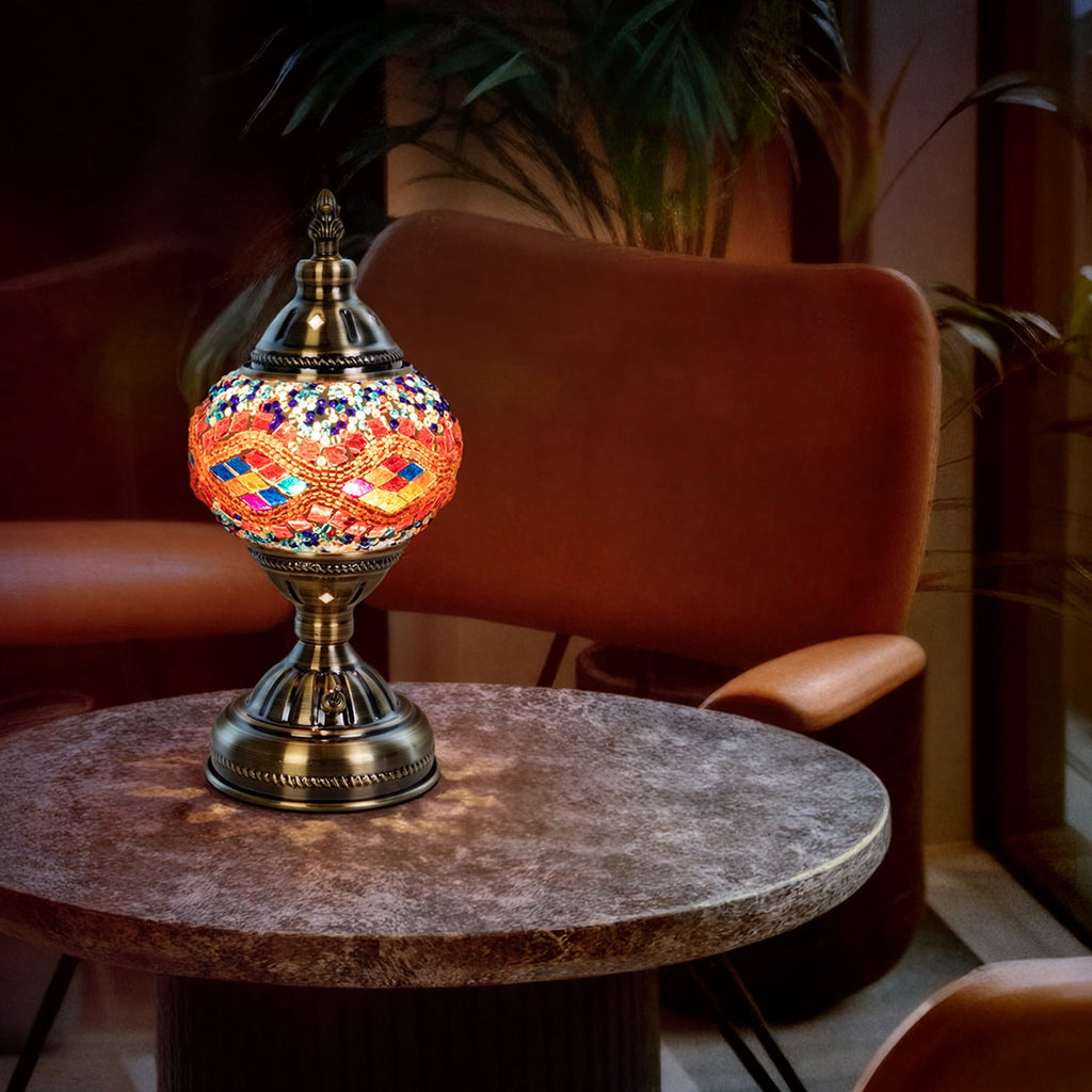 Turkish-Moroccan Mosaic Table Lamp - Bohemian Stained Glass Nightlight with Intricate Patterns, Ideal for Bedroom,Living Room, Office Decor,Holiday Gift, Decorative Light,Vibrant Lamp Design
