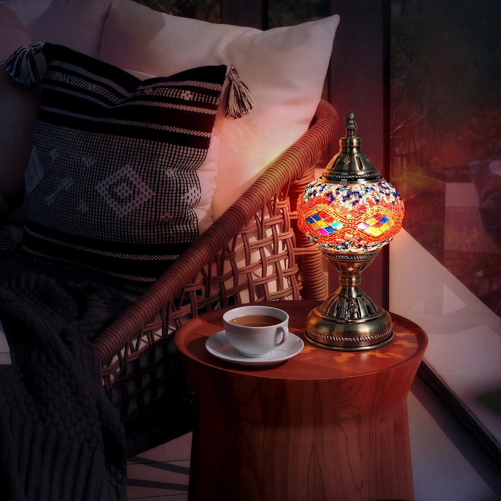 Turkish-Moroccan Mosaic Table Lamp - Bohemian Stained Glass Nightlight with Intricate Patterns, Ideal for Bedroom,Living Room, Office Decor,Holiday Gift, Decorative Light,Vibrant Lamp Design