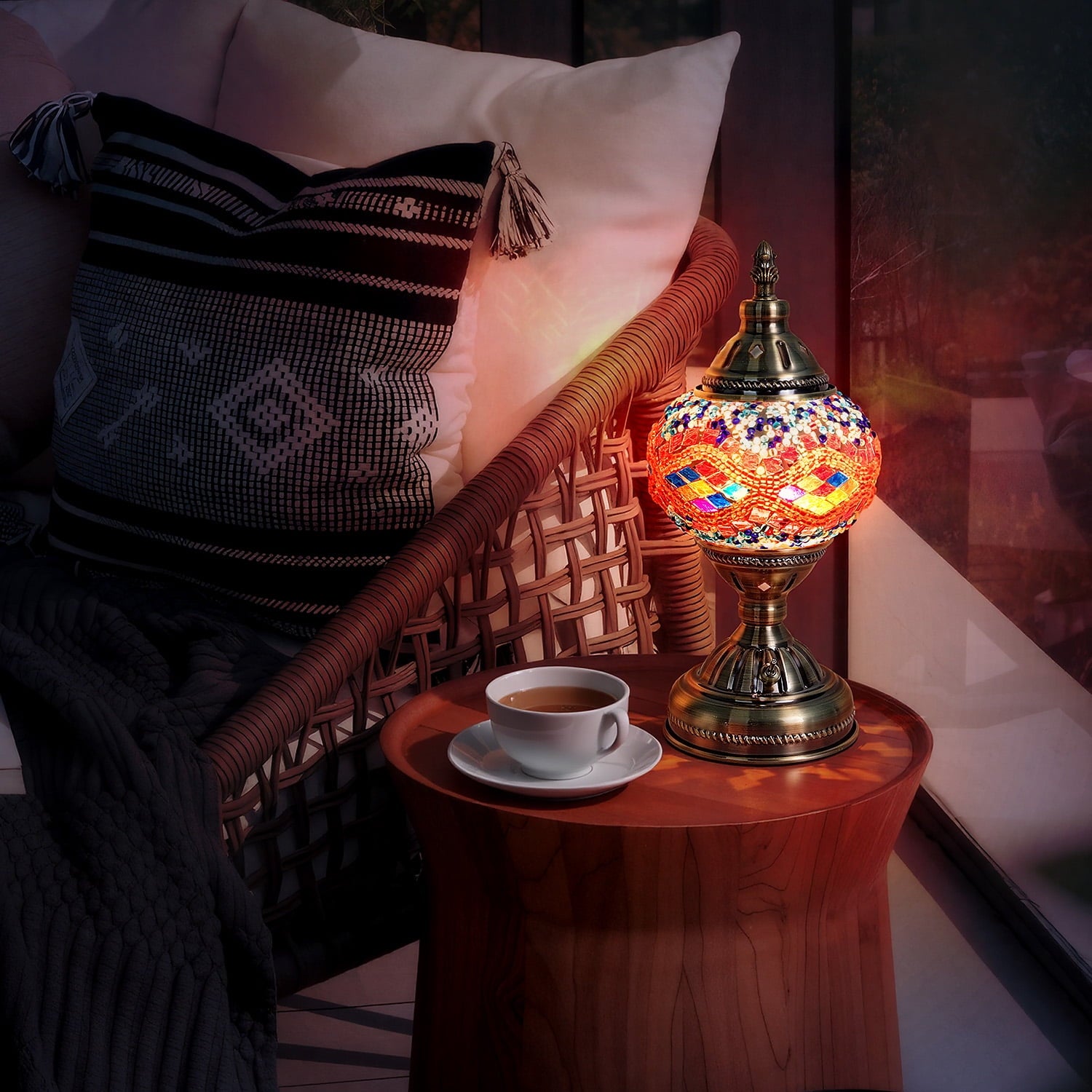 Turkish-Moroccan Mosaic Table Lamp - Bohemian Stained Glass Nightlight with Intricate Patterns, Ideal for Bedroom,Living Room, Office Decor,Holiday Gift, Decorative Light,Vibrant Lamp Design