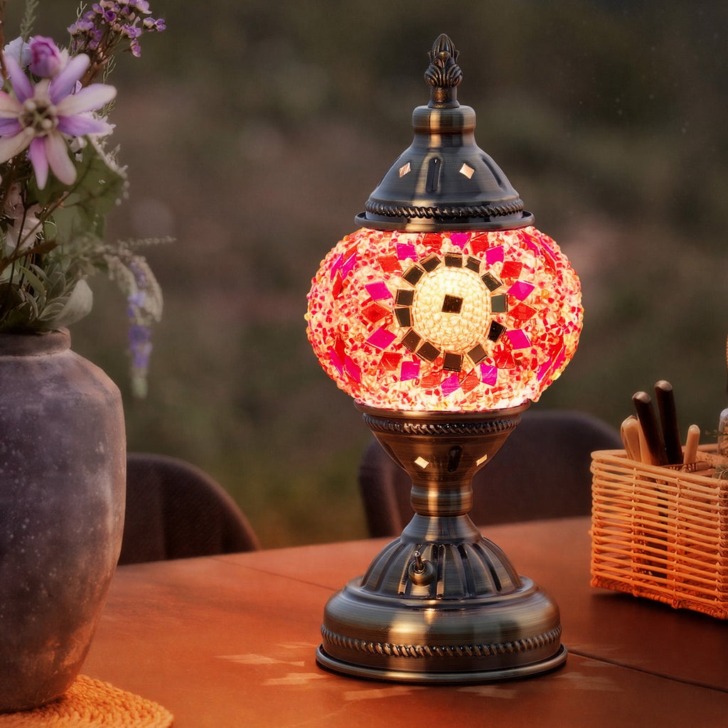 Turkish-Moroccan Mosaic Table Lamp - Bohemian Stained Glass Nightlight with Intricate Patterns, Ideal for Bedroom,Living Room, Office Decor,Holiday Gift, Decorative Light,Vibrant Lamp Design