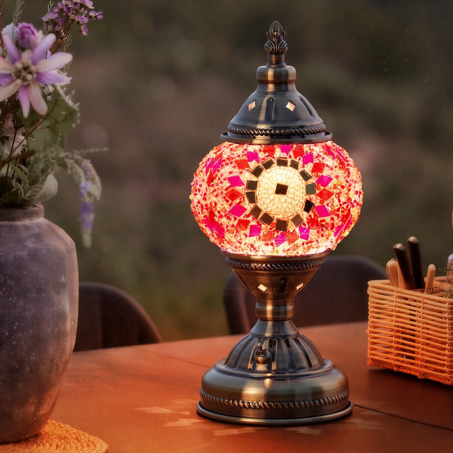 Turkish-Moroccan Mosaic Table Lamp - Bohemian Stained Glass Nightlight with Intricate Patterns, Ideal for Bedroom,Living Room, Office Decor,Holiday Gift, Decorative Light,Vibrant Lamp Design